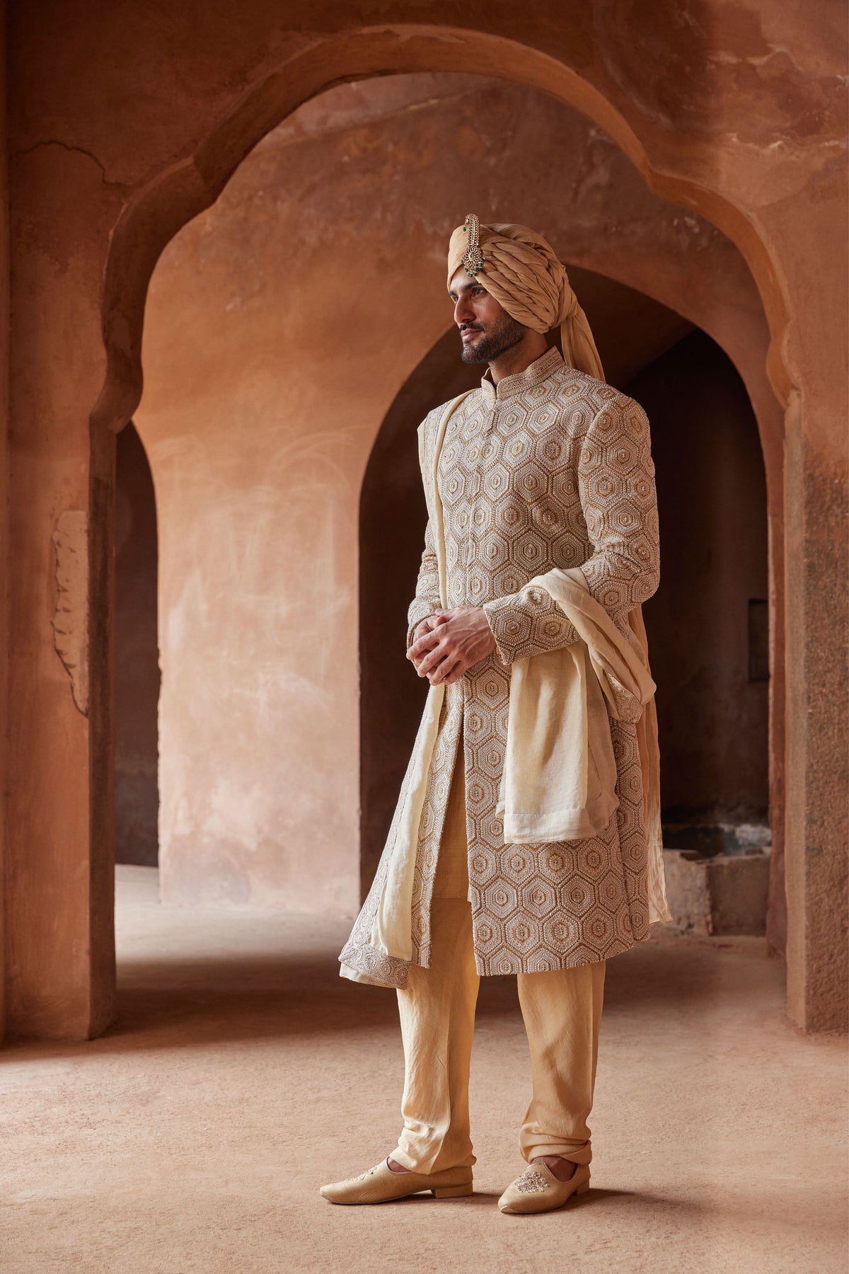 Mustard Sherwani Set