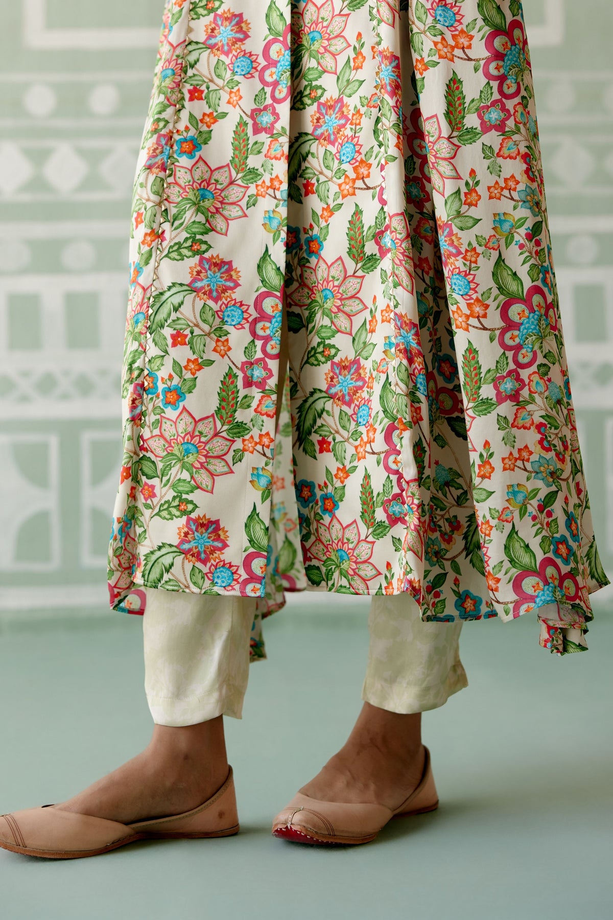 Ecru Floral Kurta Set