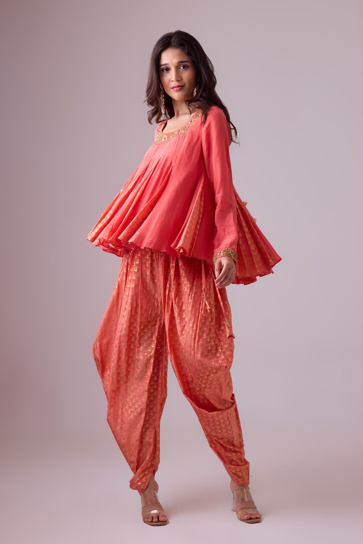 Rose Salmon Dhoti Salwar Set