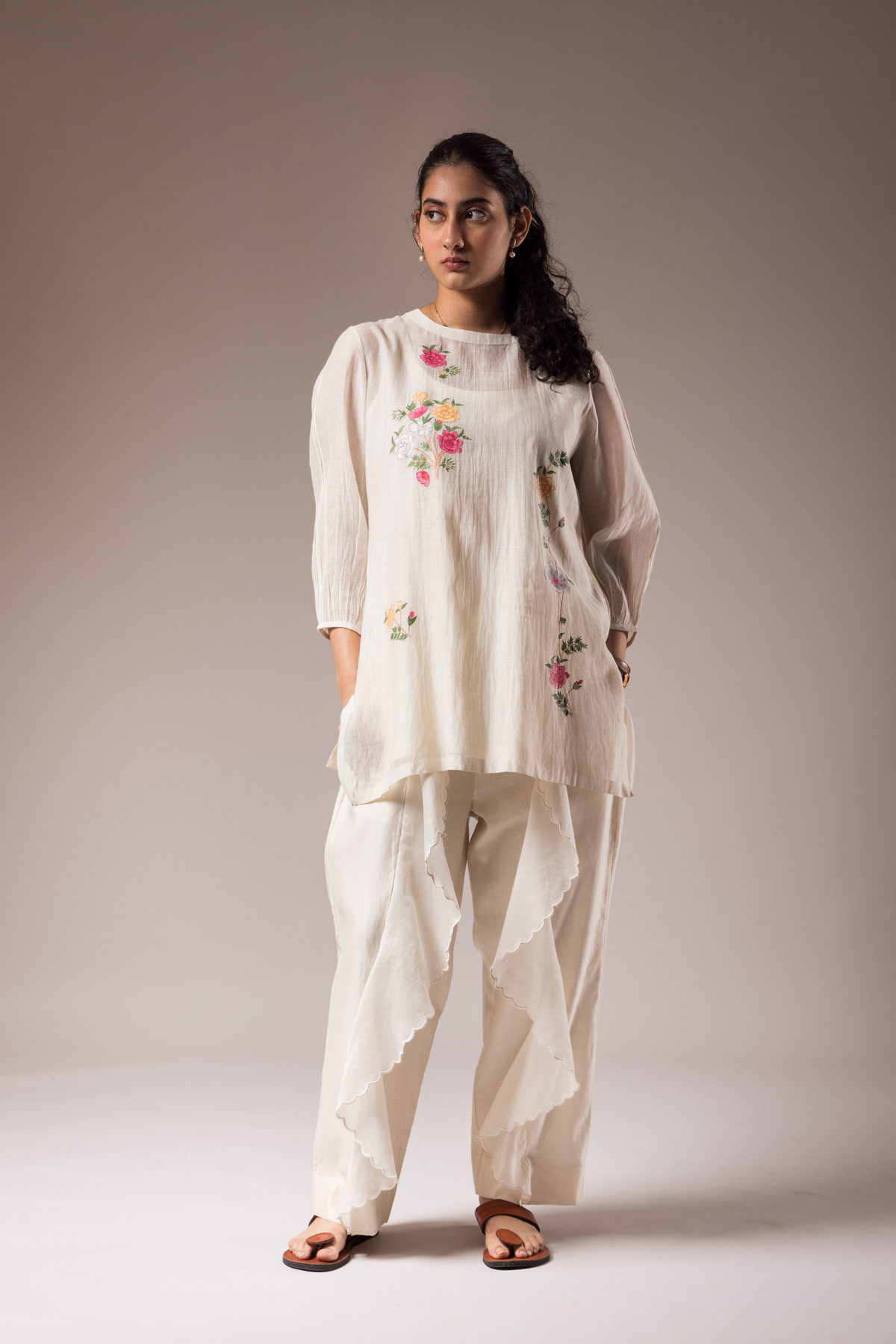 Chanderi Shirt With Floral Motif