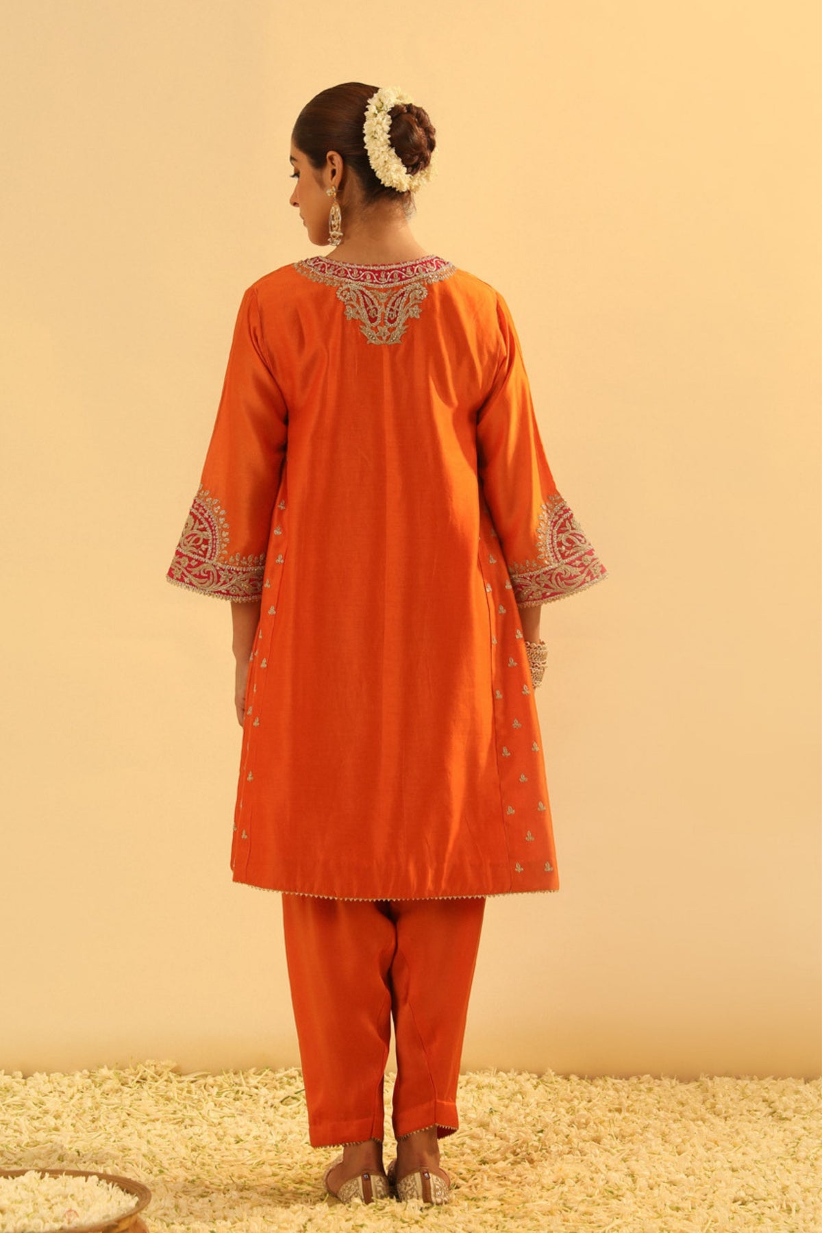 Falisha Short Orange Kalidaar Chauga With Salwar