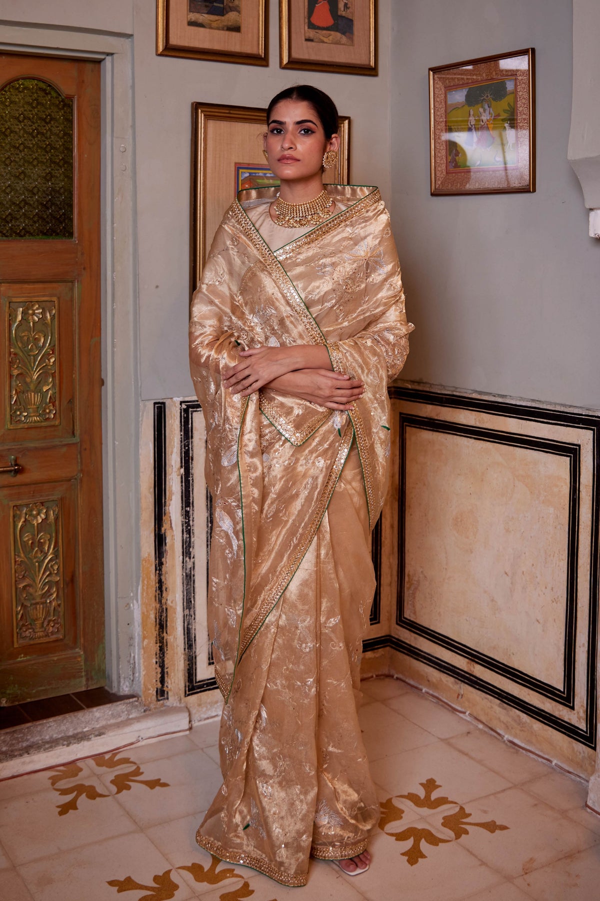 Kaaga Koyal Golden Saree