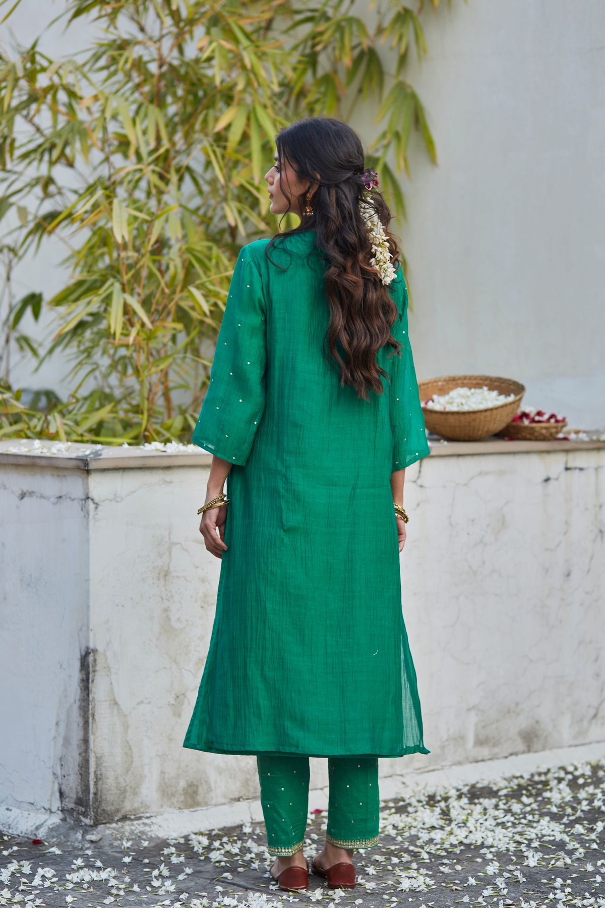 Green Chanderi Kurta Set