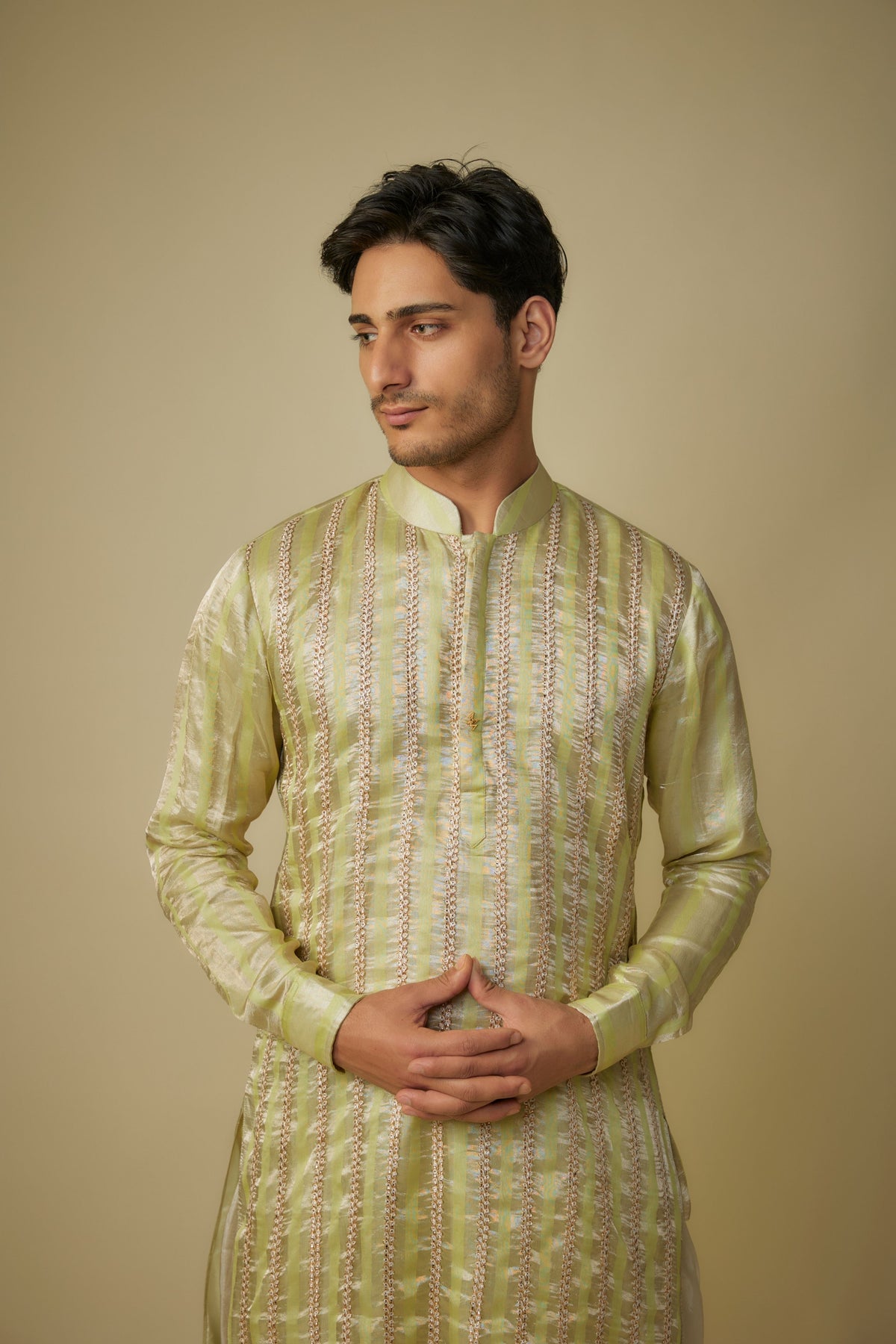 Yellow Embroidered Kurta With Dhoti