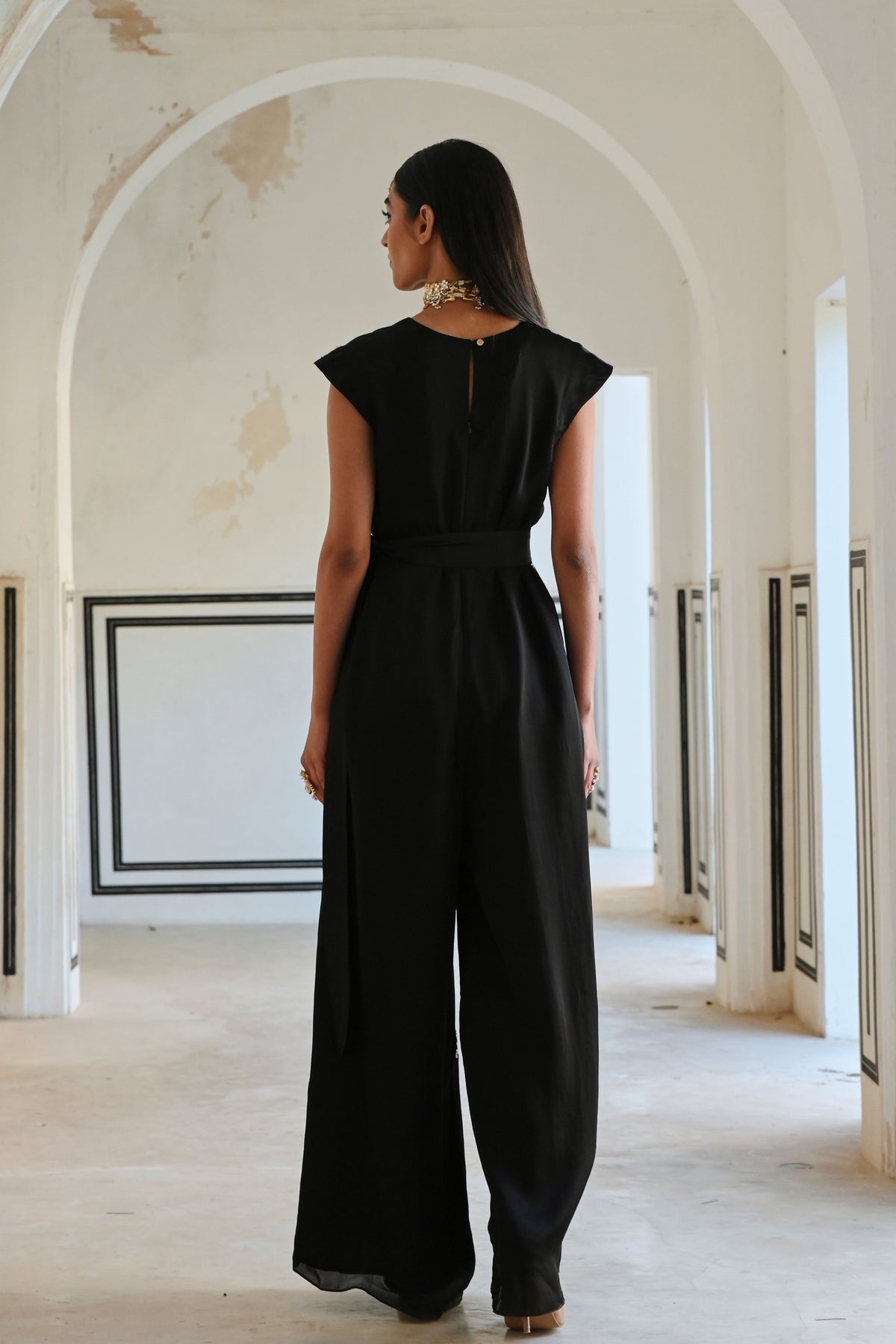 Black Embroidered Jumpsuit