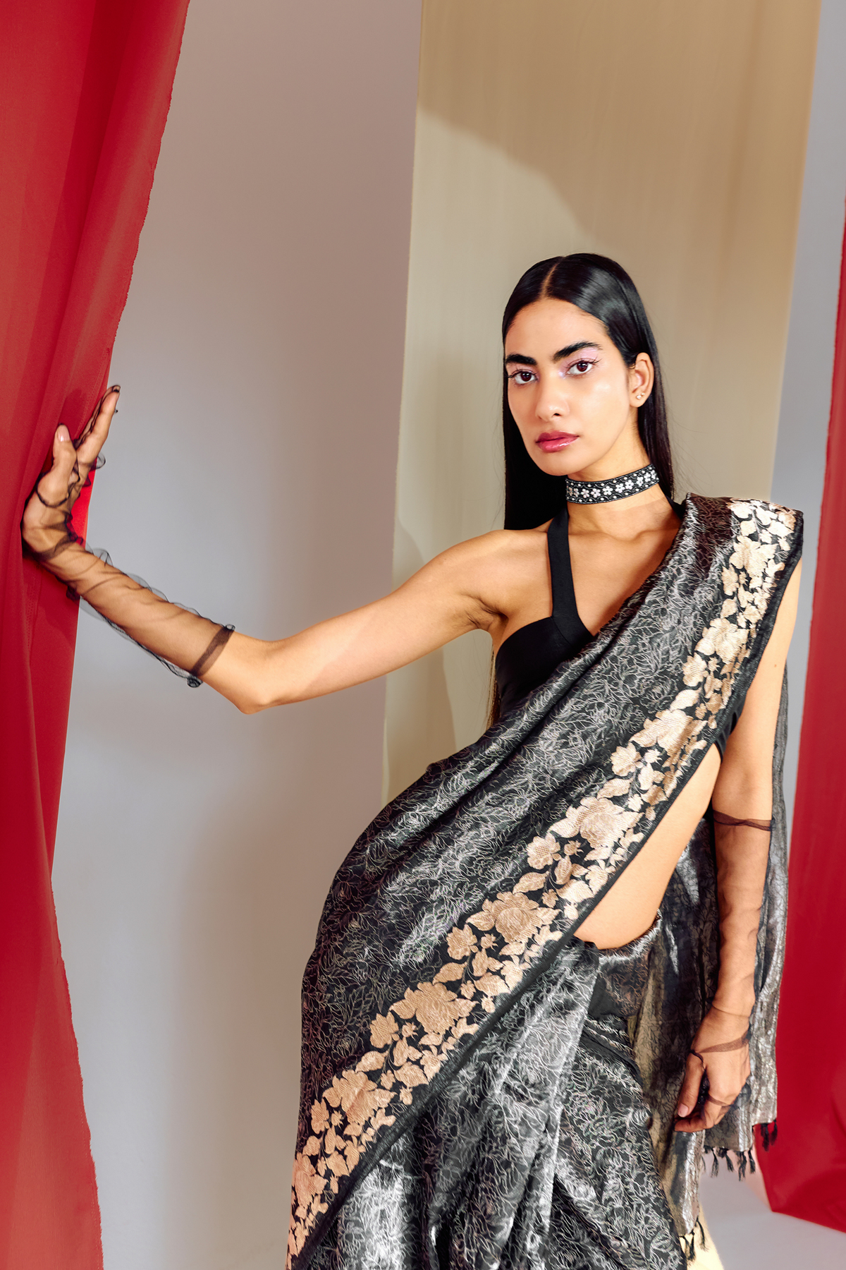 Black Silk Handwoven Saree