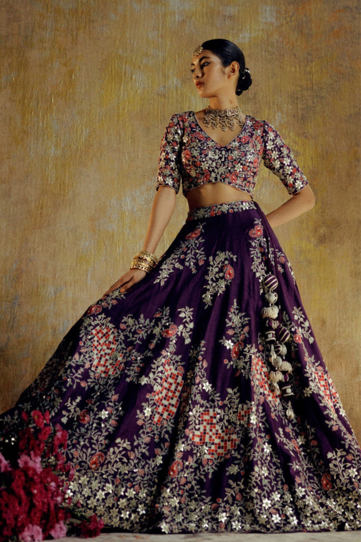 Jugnu Fusion Purple Lehenga Set