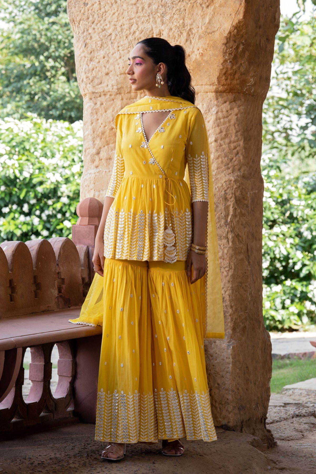 Yellow Leaf Sharara Set