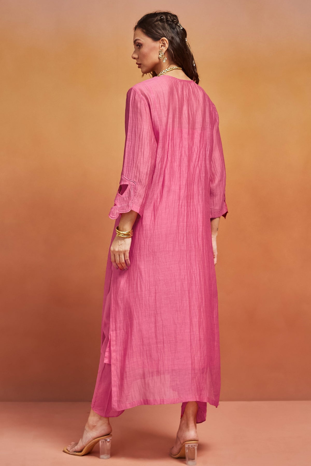 Pink Long Kurta Set