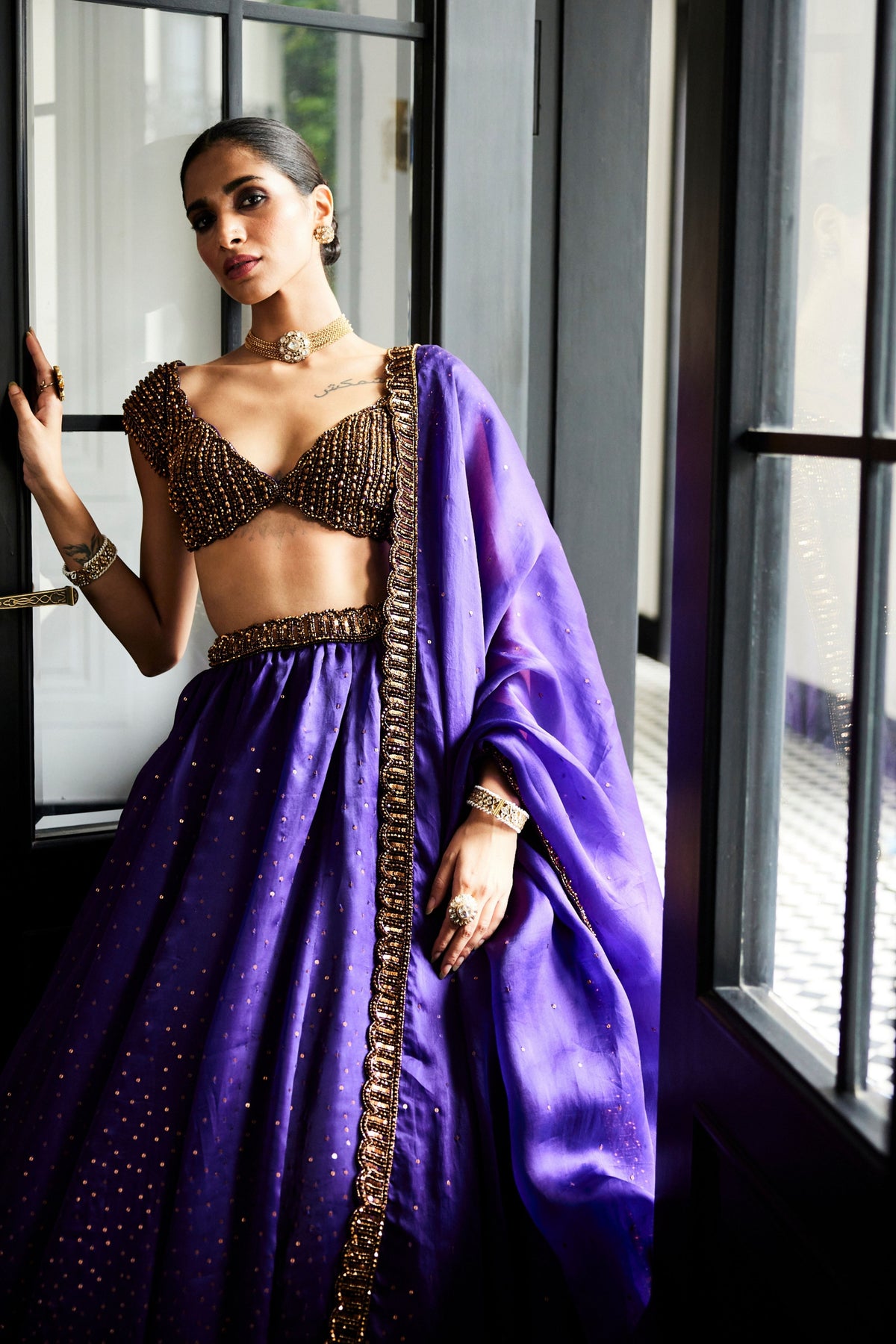 Royalty Purple Scattered Lehenga Set