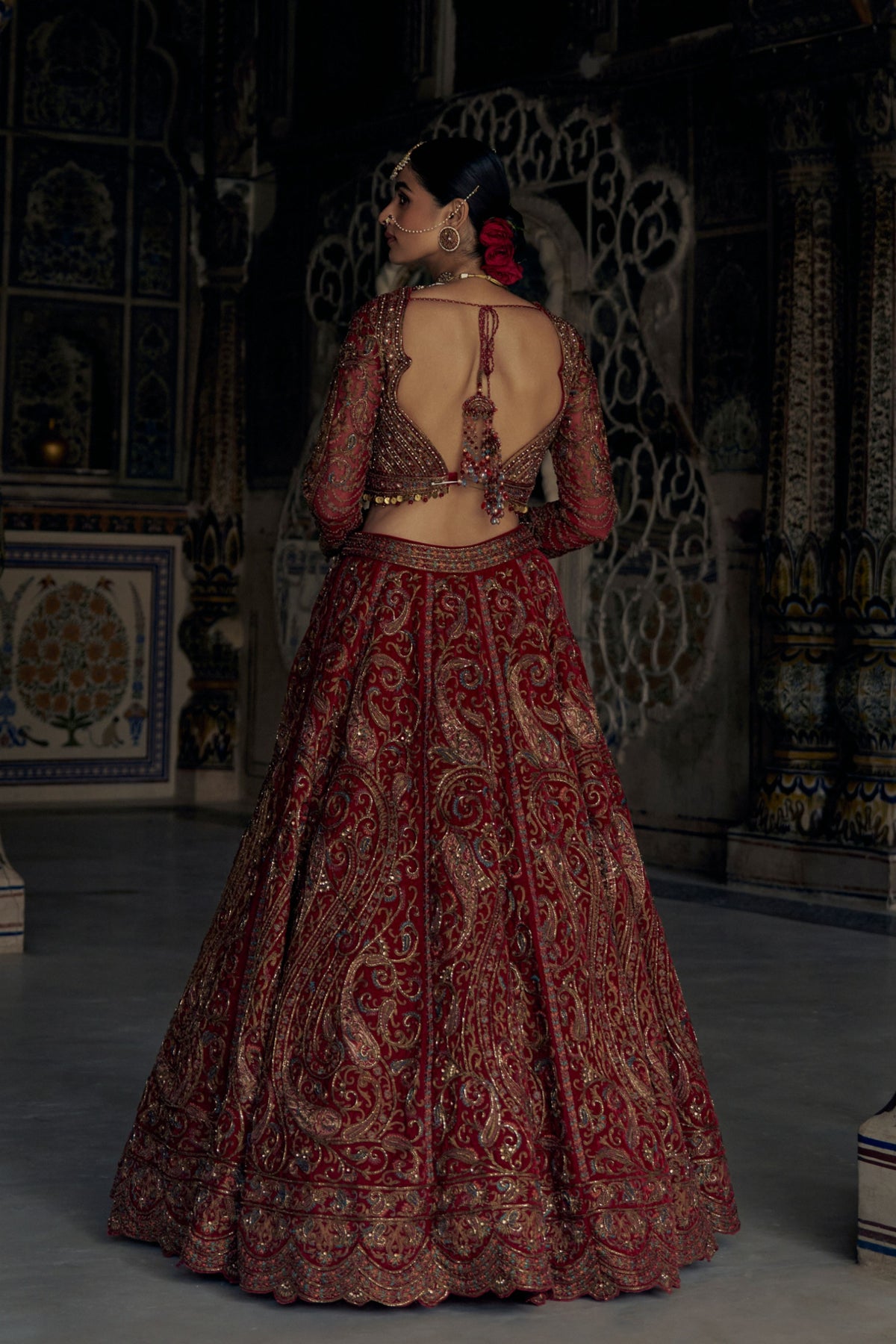 Red antique Embroidery Lehenga Choli Set