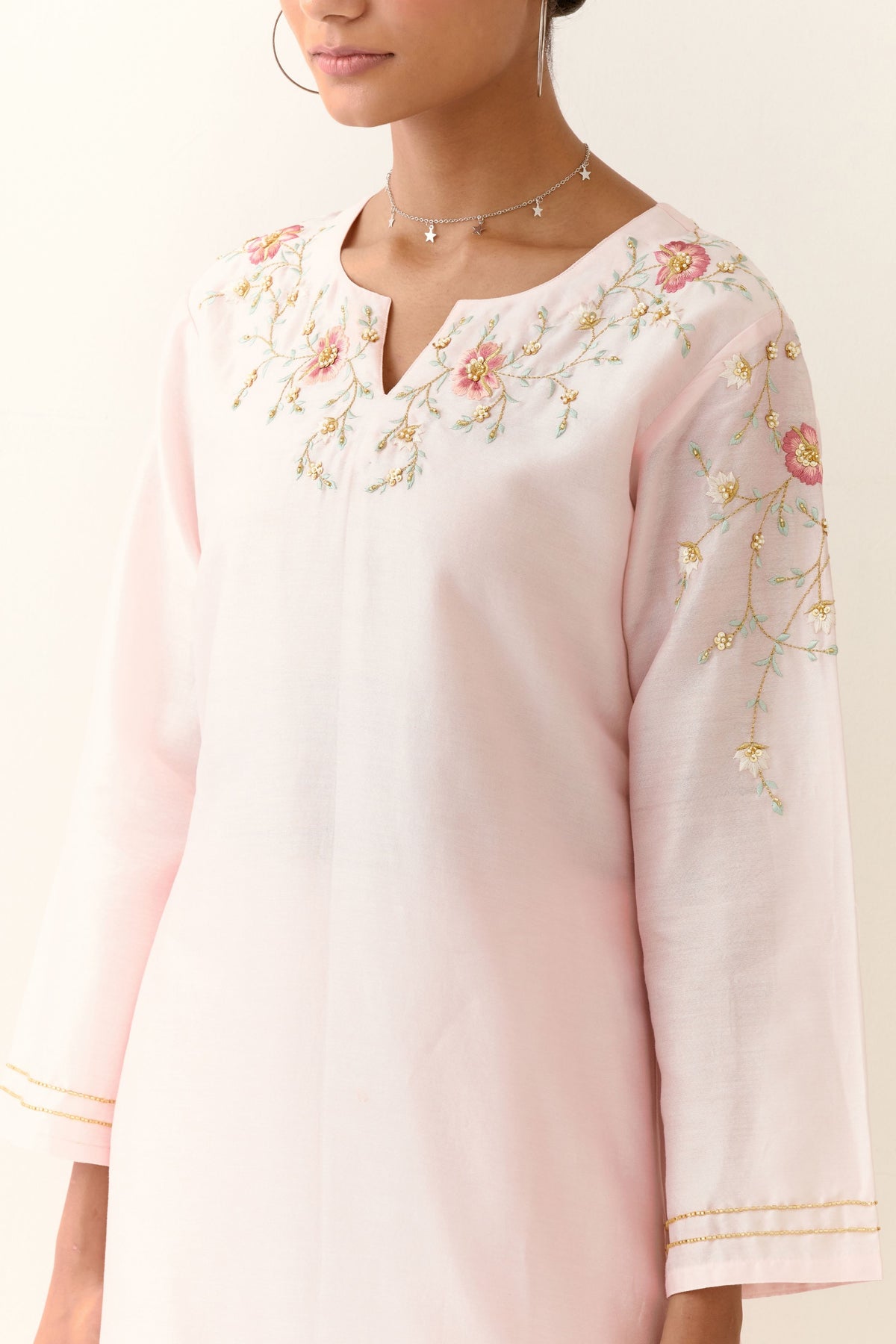 Light Pink Embroidered Kurta