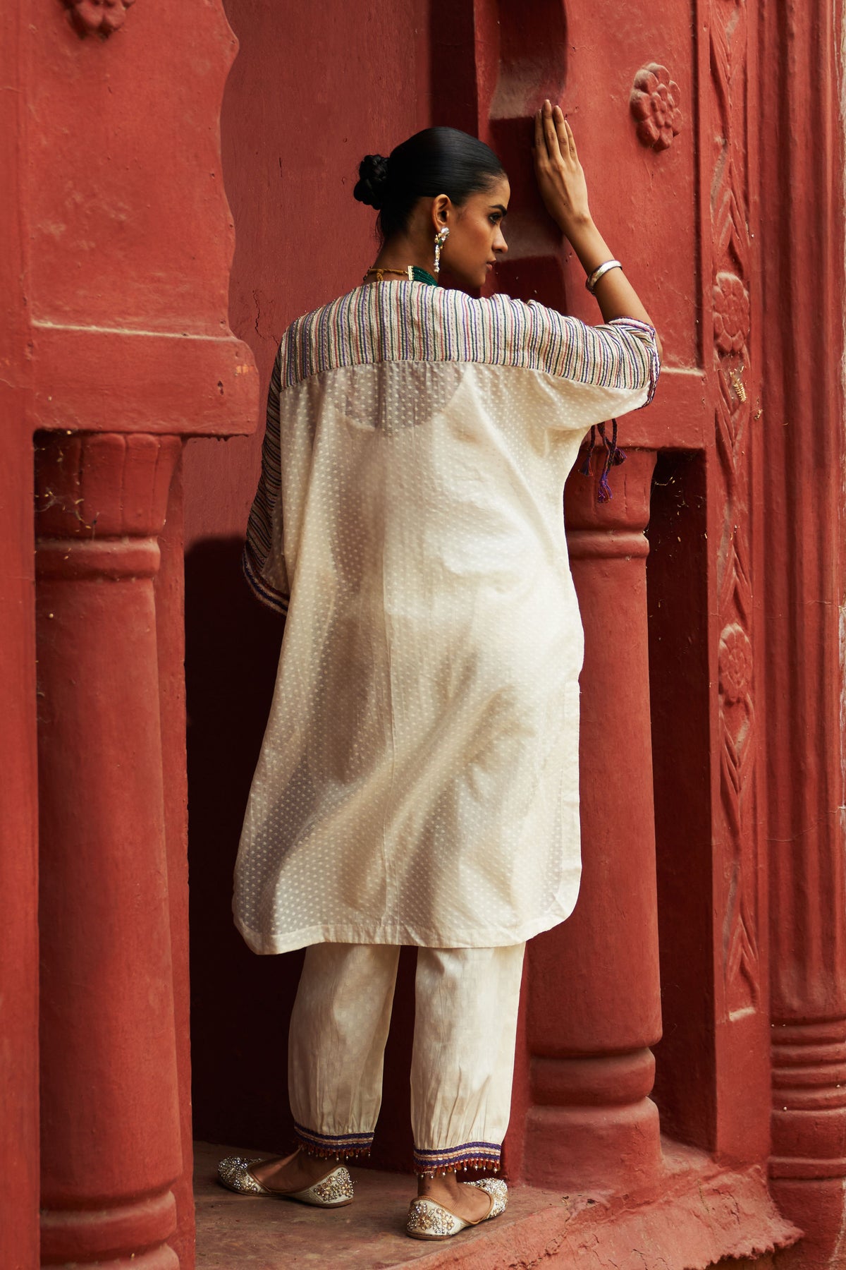 Ivory Kaftan With Pant Set