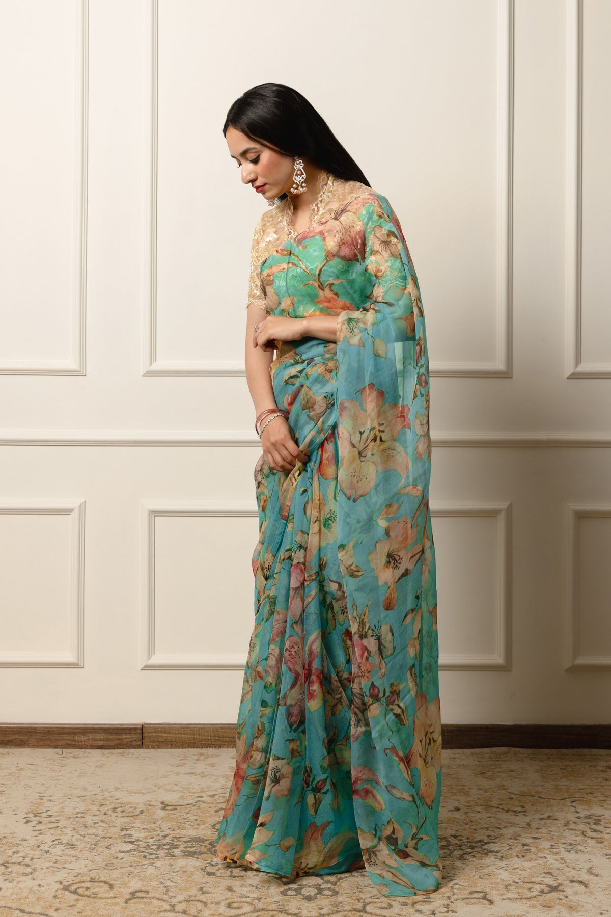 Usha Printed French Chiffon Saree