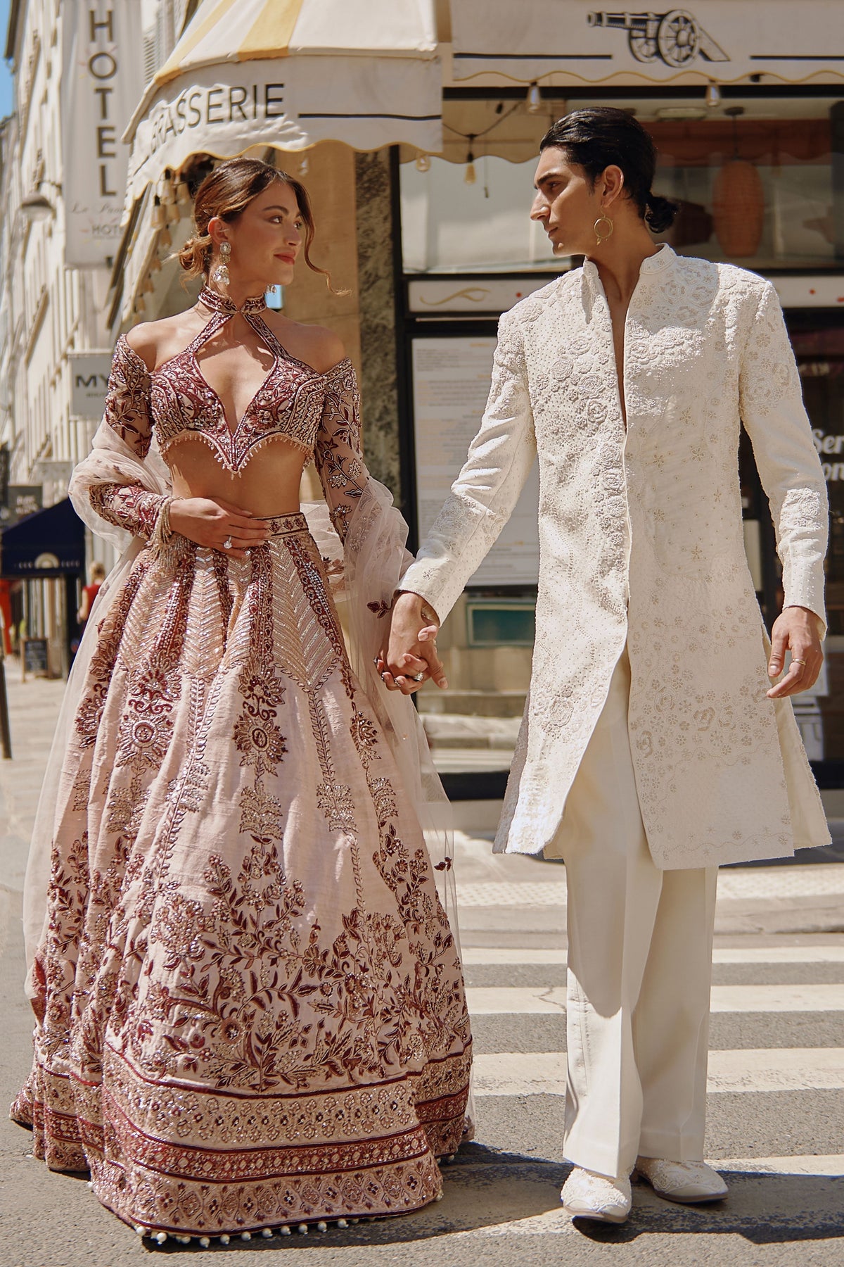 White &amp; Gold Sherwani