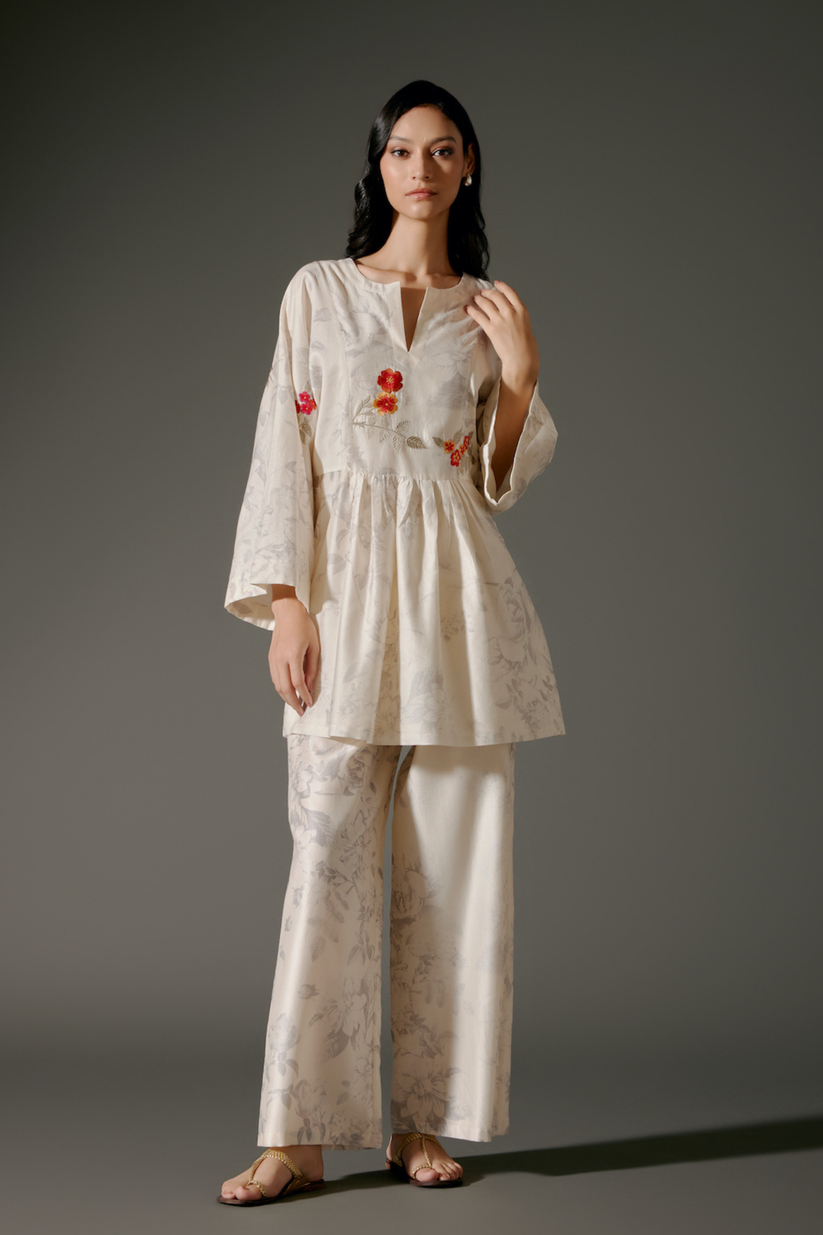 Peplum Chanderi Silk Tunic Set