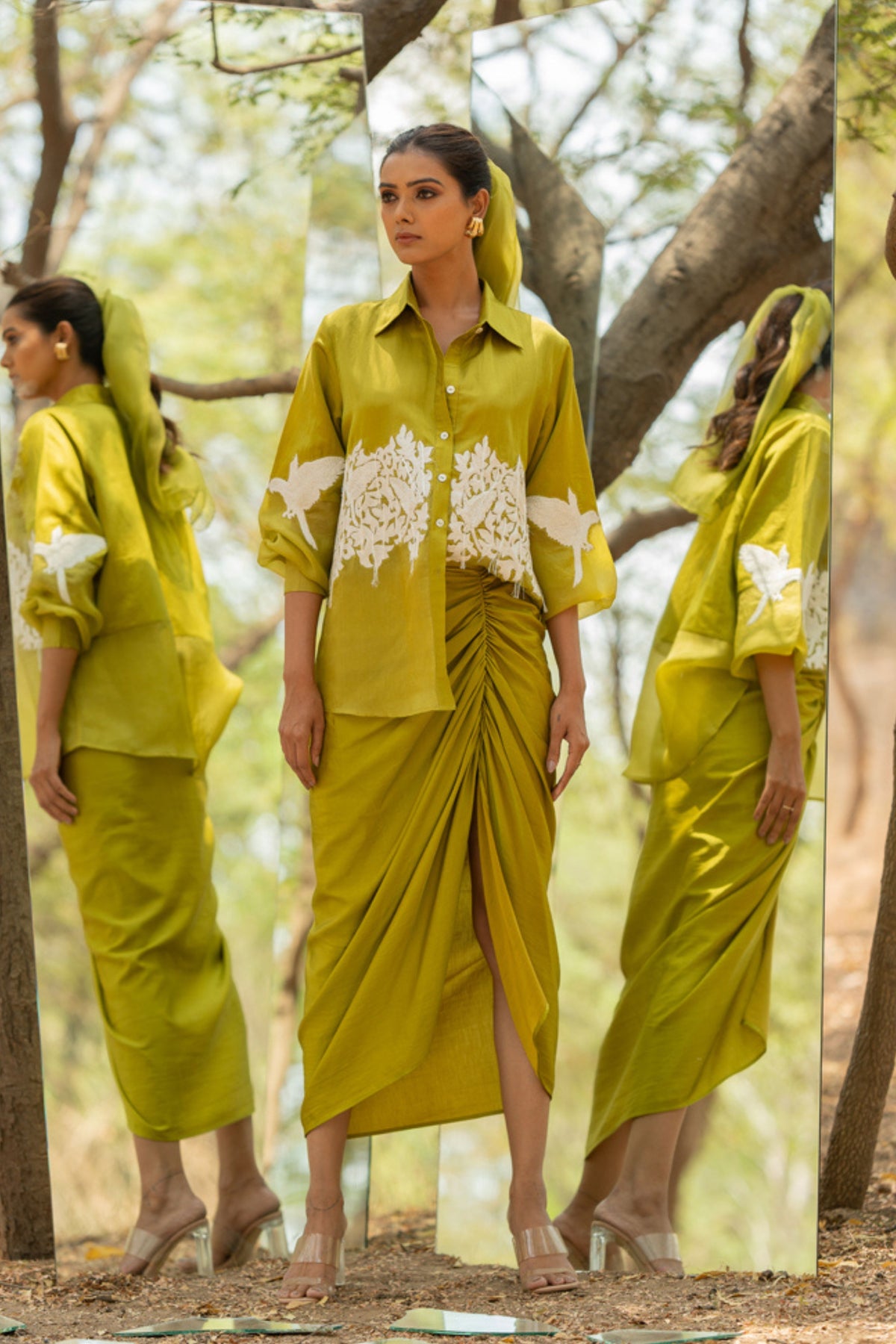 Lime Green Embroidered Shirt