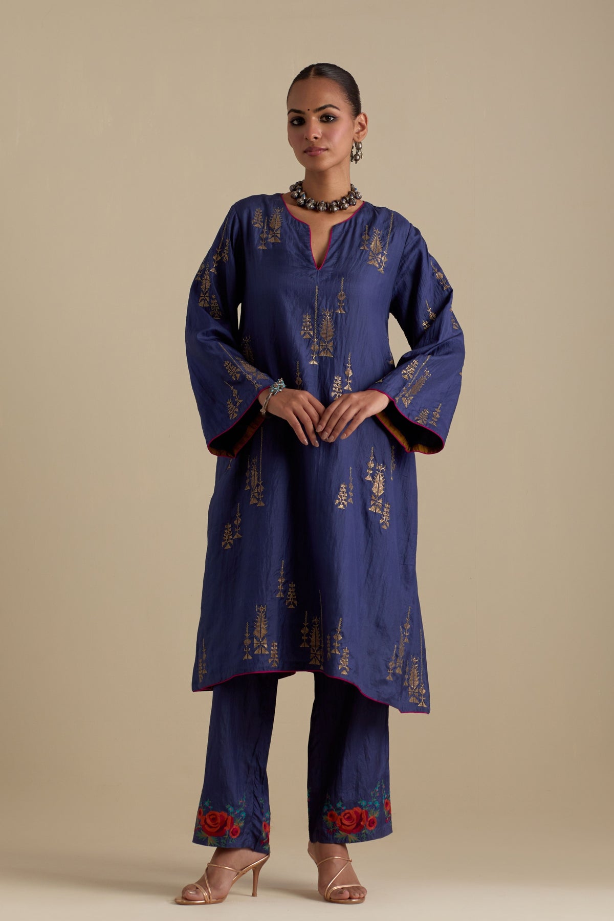 Blue Silk Short Kurta Set