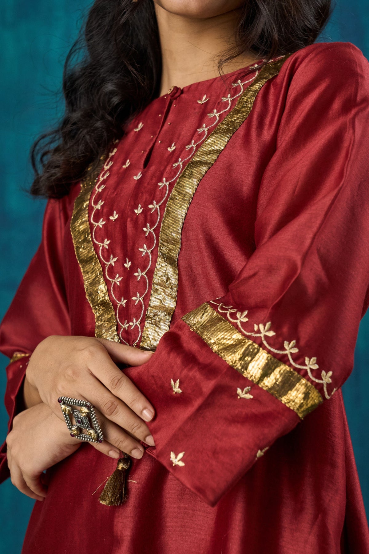 Maroon Embroidered Kurta Sets