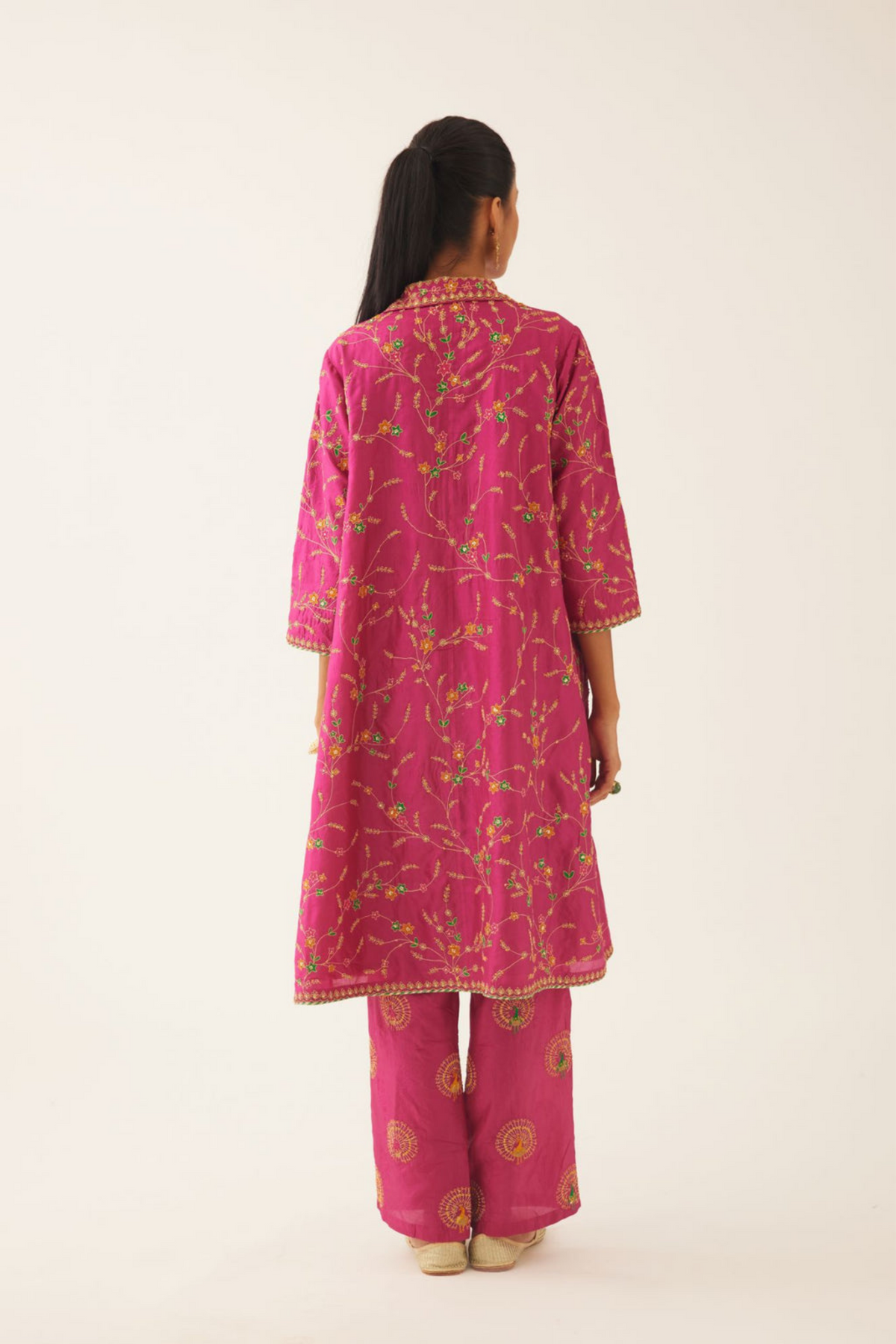 Jazzberry A-line Short  Silk Kurta Set