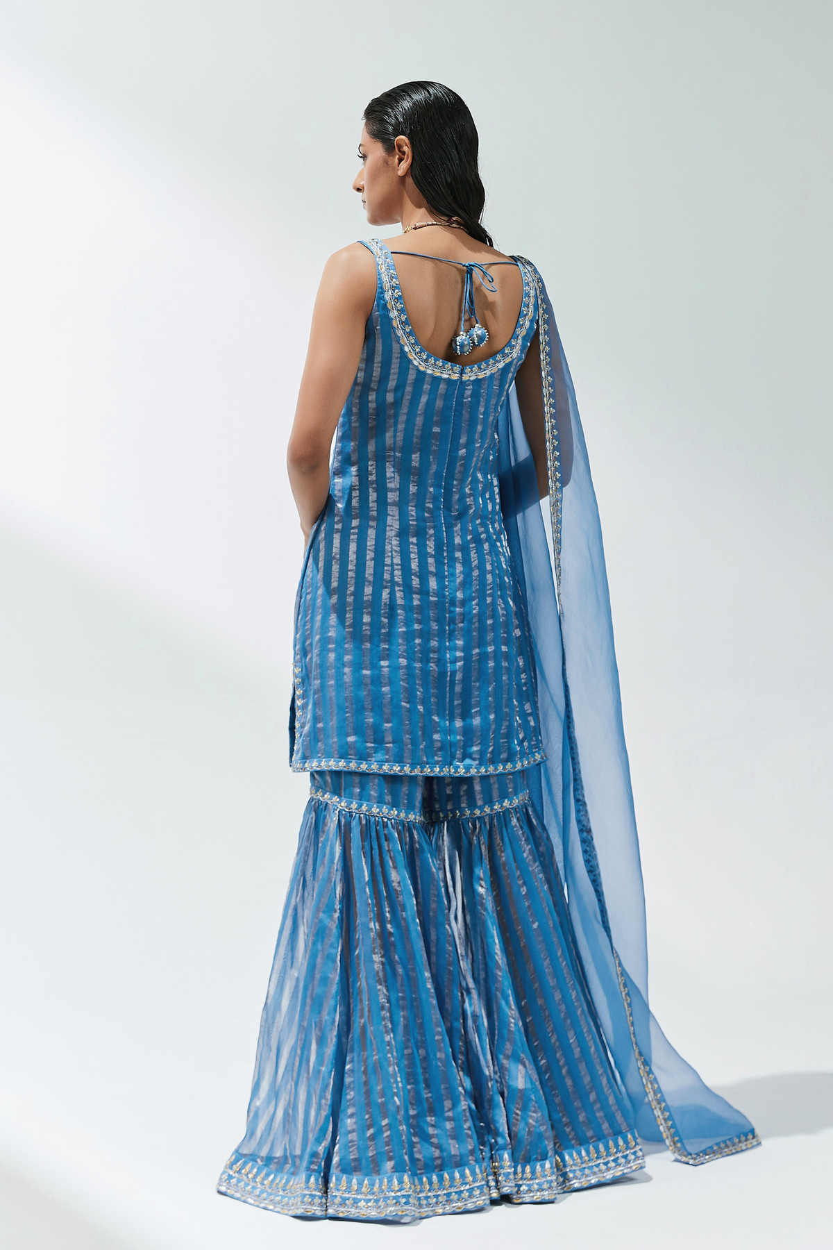 Cerulean Blue Sharara Set