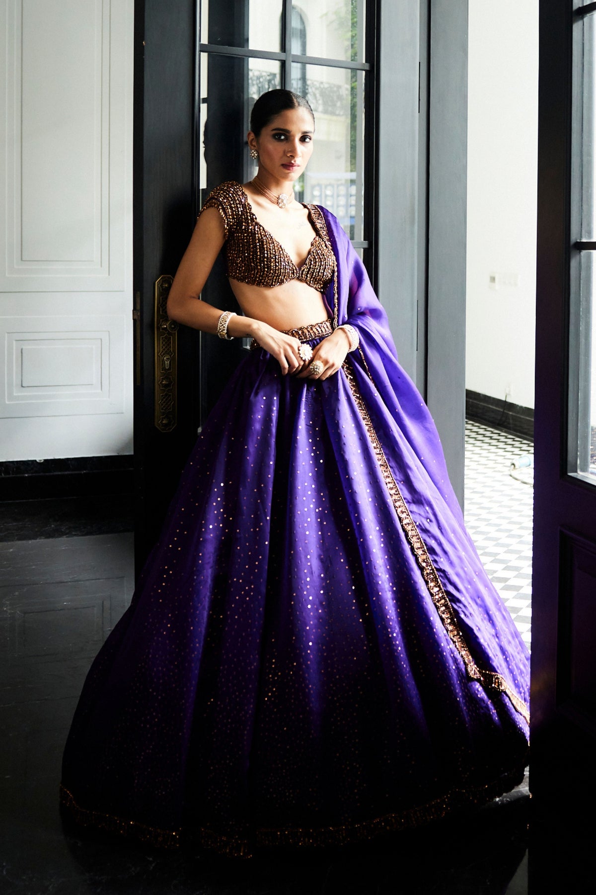 Royalty Purple Scattered Lehenga Set