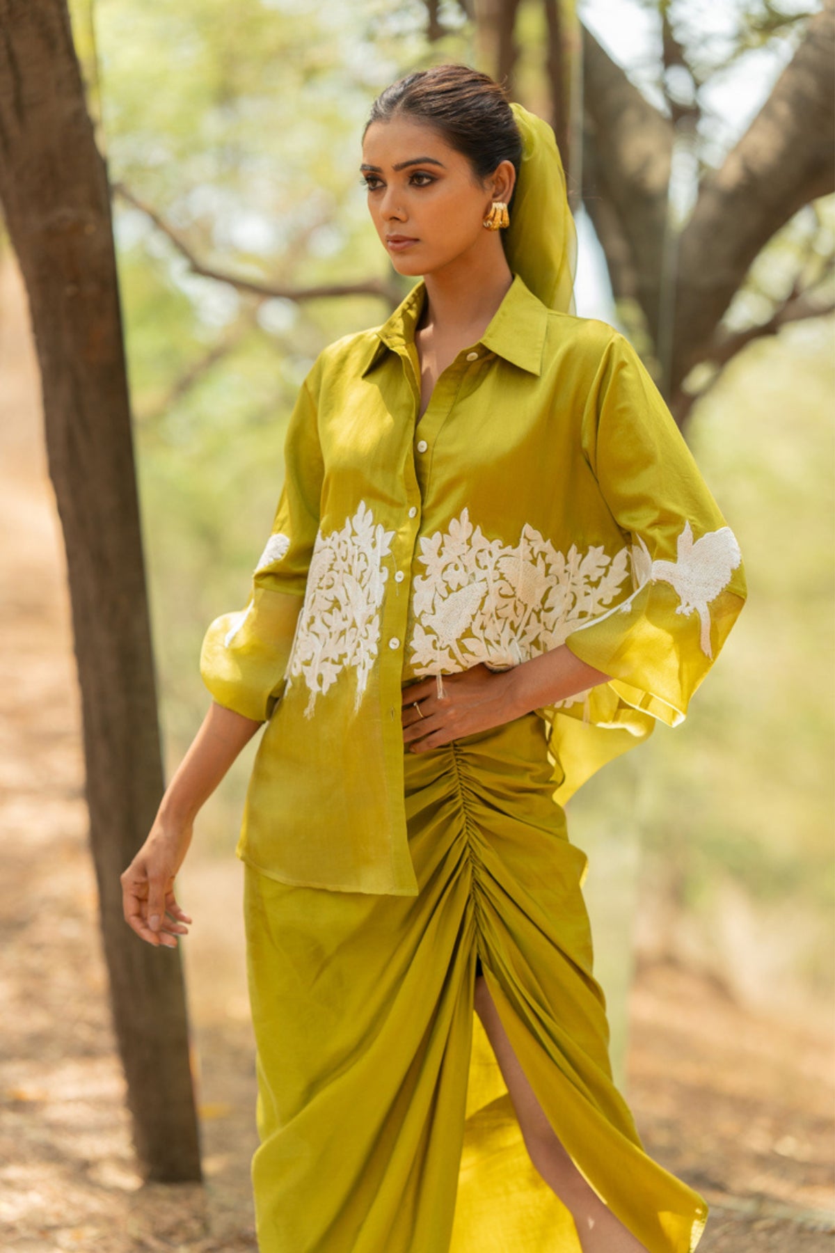 Lime Green Embroidered Shirt