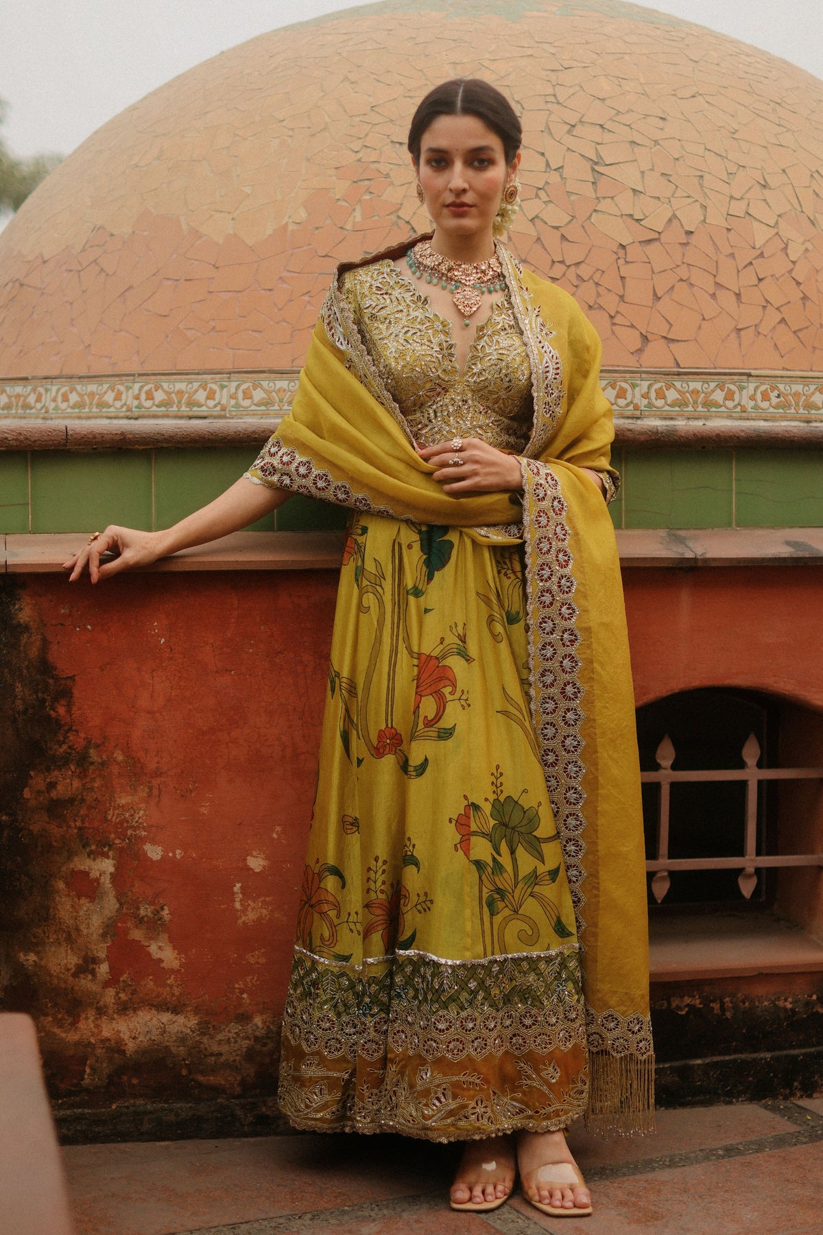 Mustard Cutwork Kalam Anarkali Set