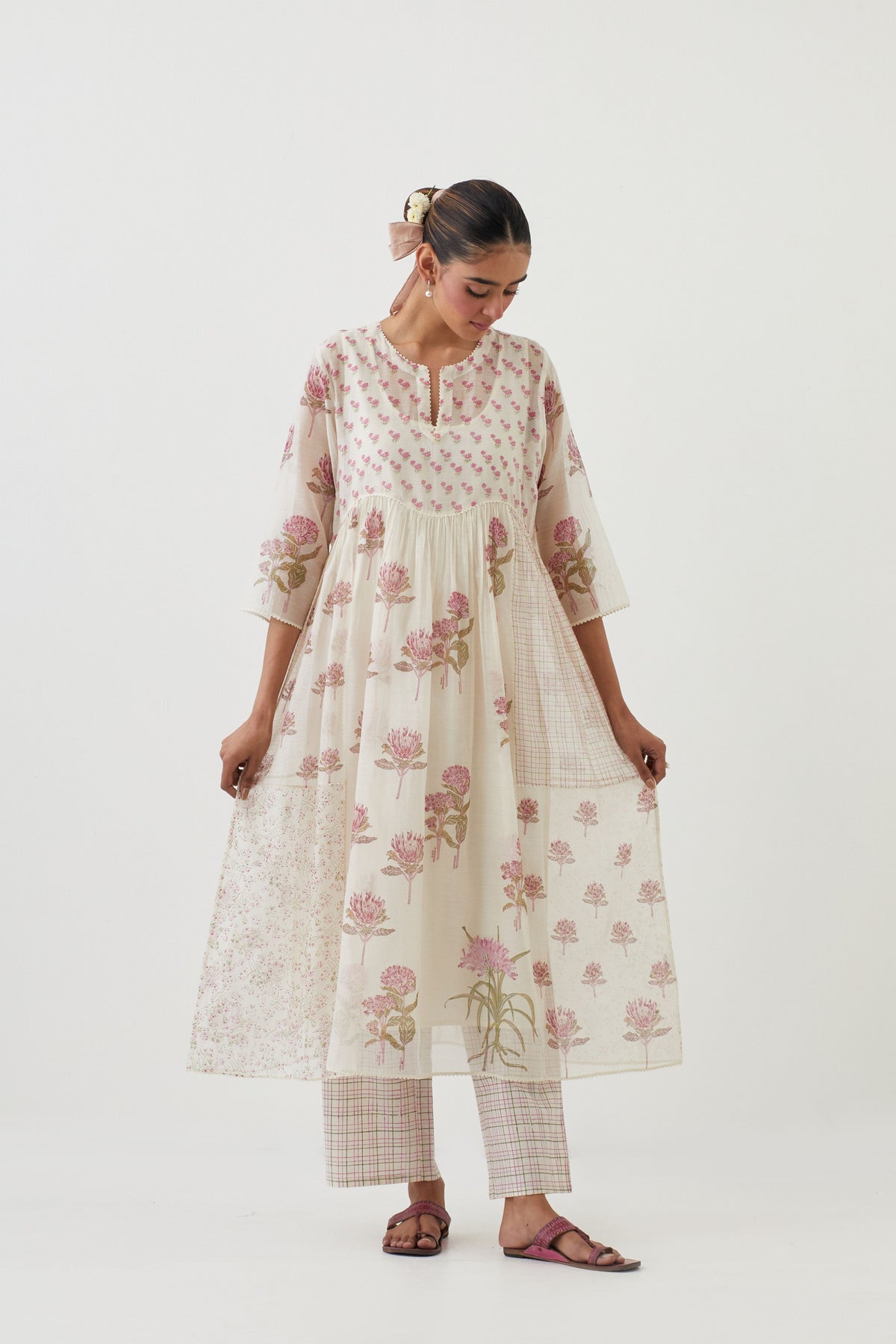 Pink Chanderi Kurta Set