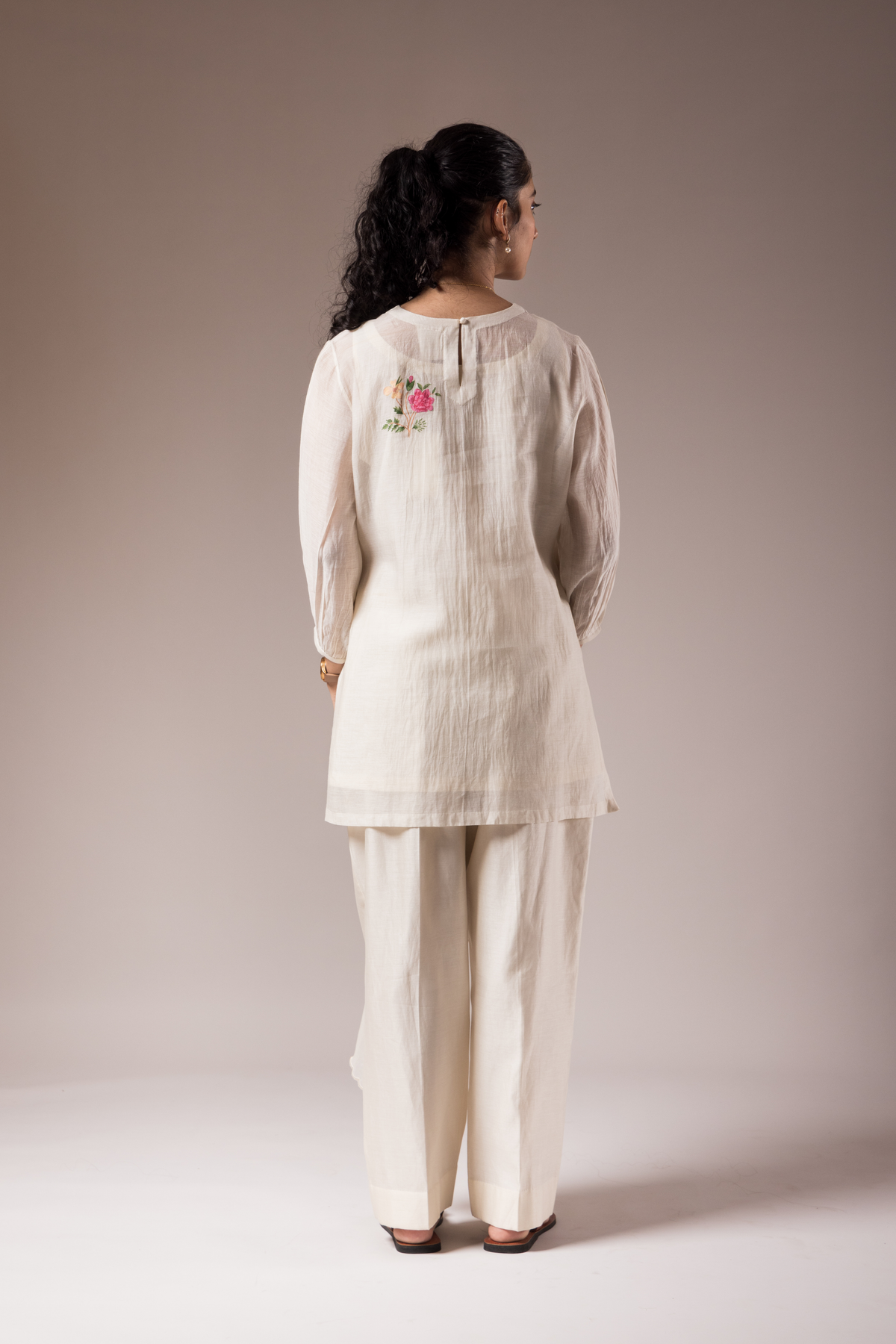 Chanderi Shirt With Floral Motif