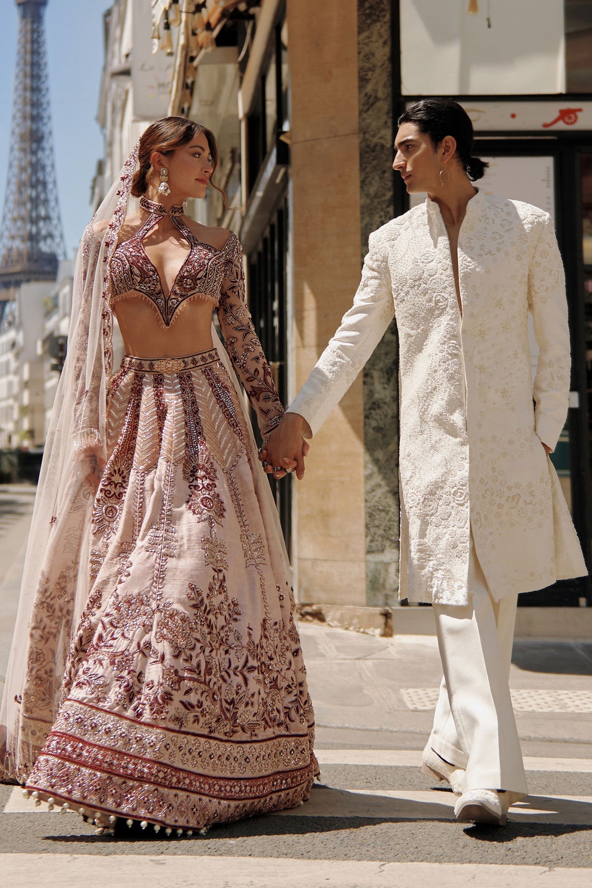 White &amp; Gold Sherwani