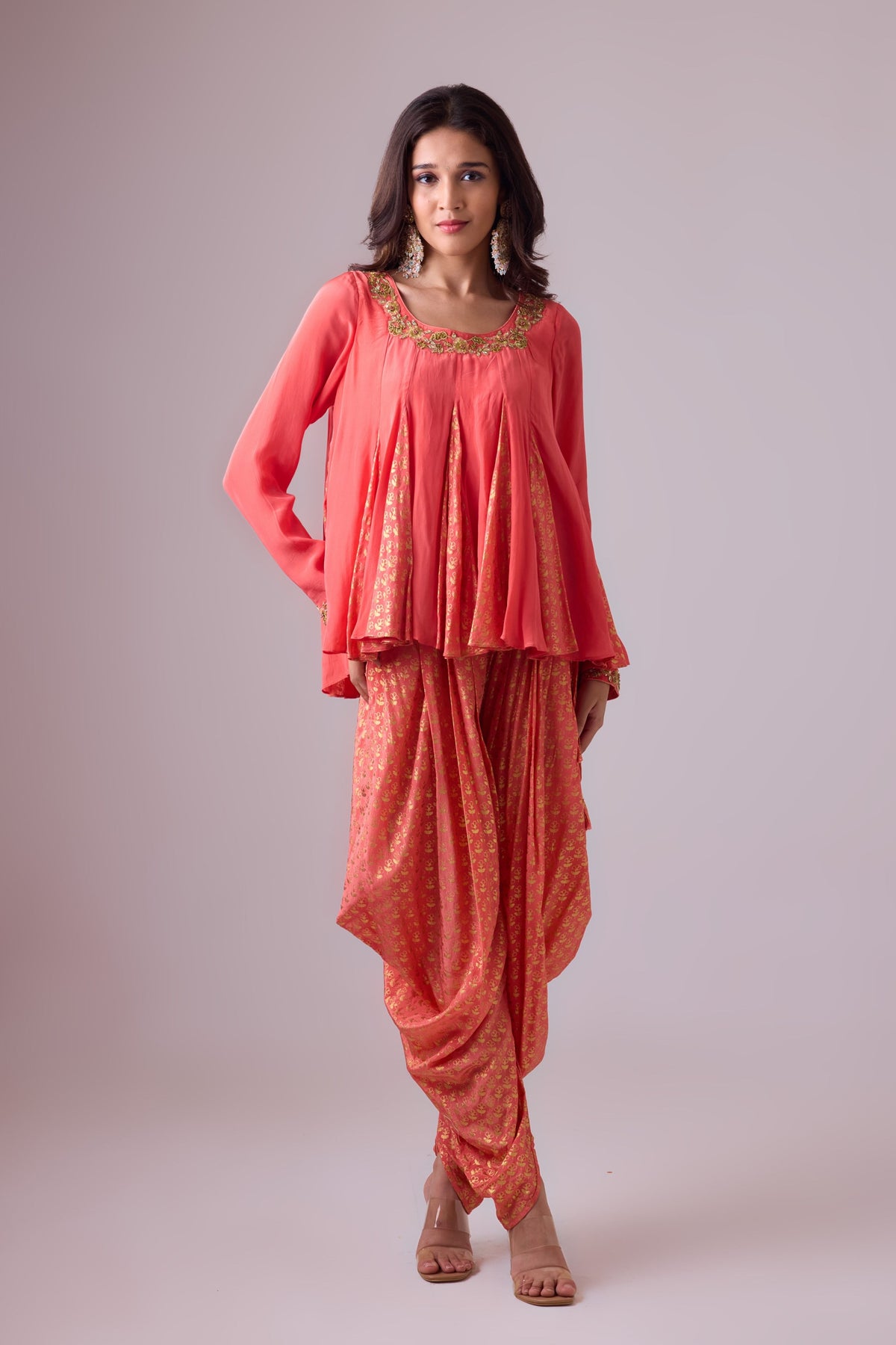 Rose Salmon Dhoti Salwar Set