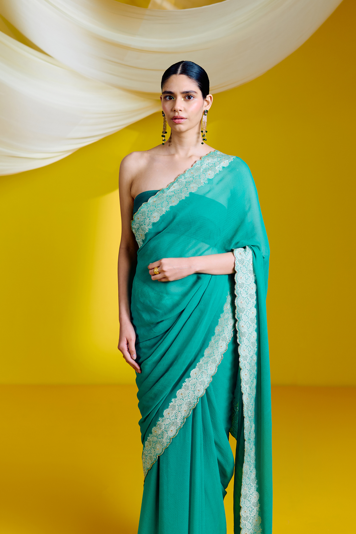 Handwoven Green Georgette Saree