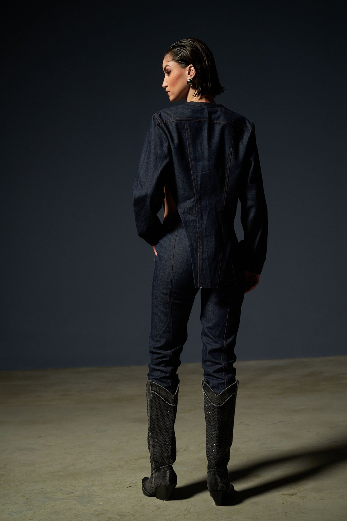 Denim Bodysuit Shirt With Pants