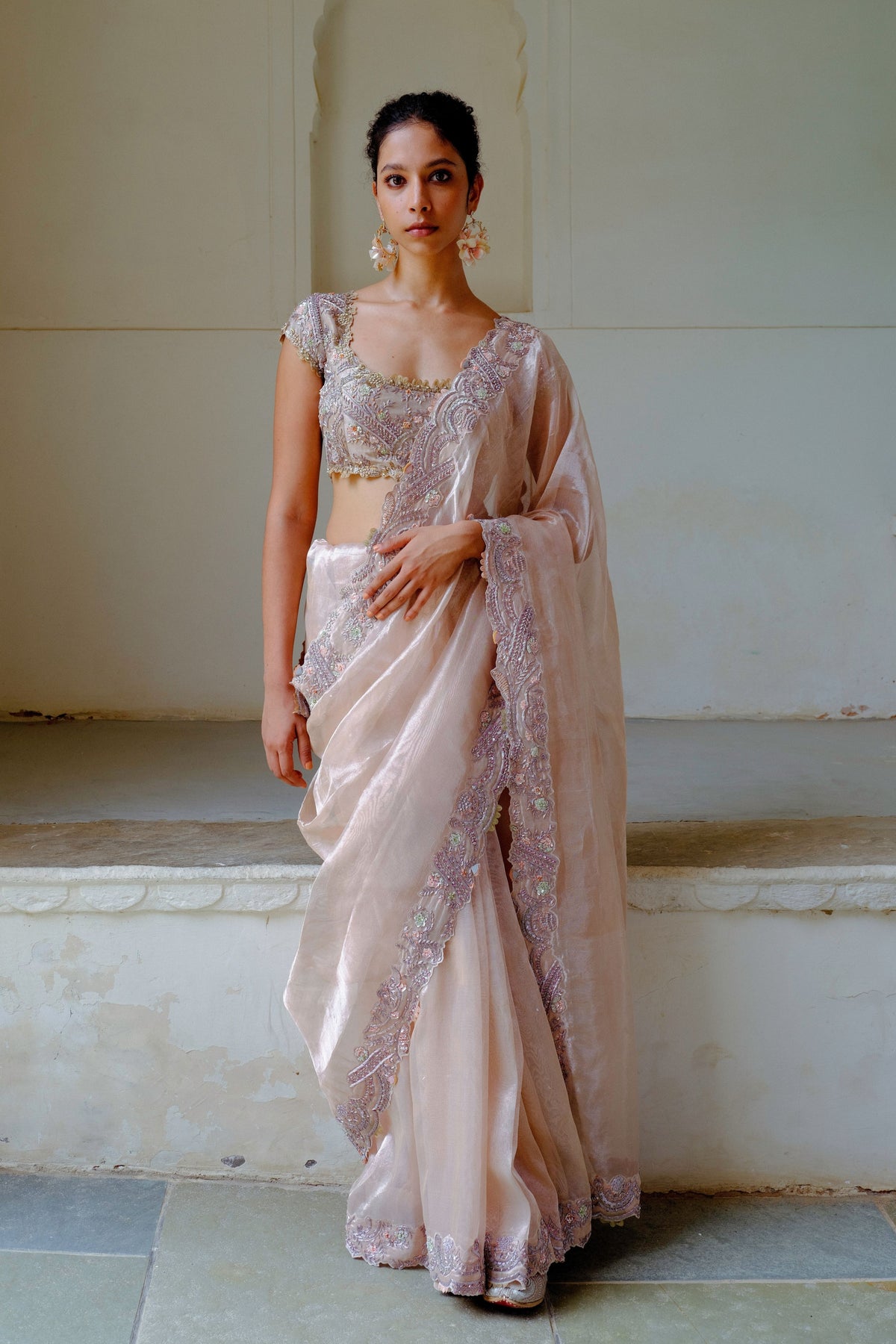 Blush Zari Silk Saree Set