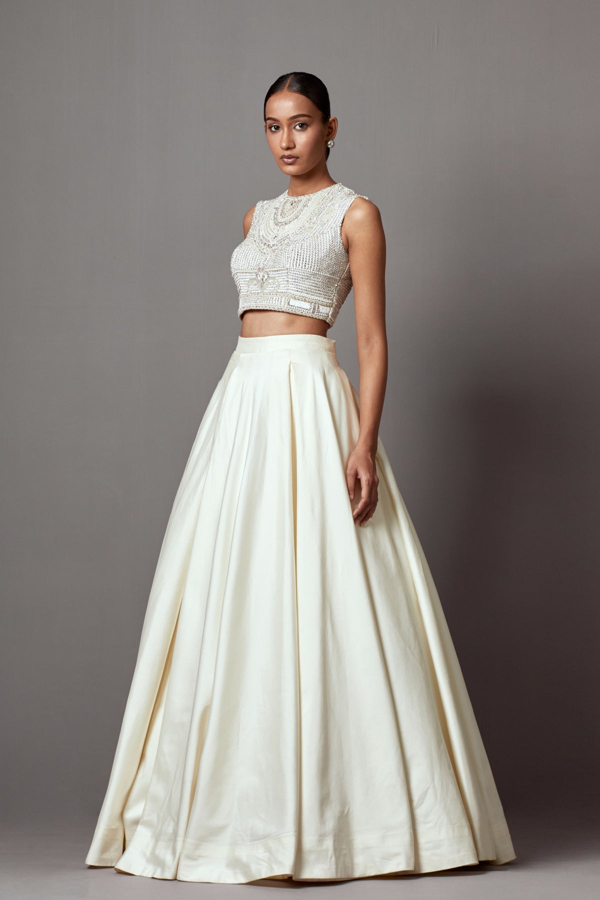 Tafetta Ivory Lehenga Set