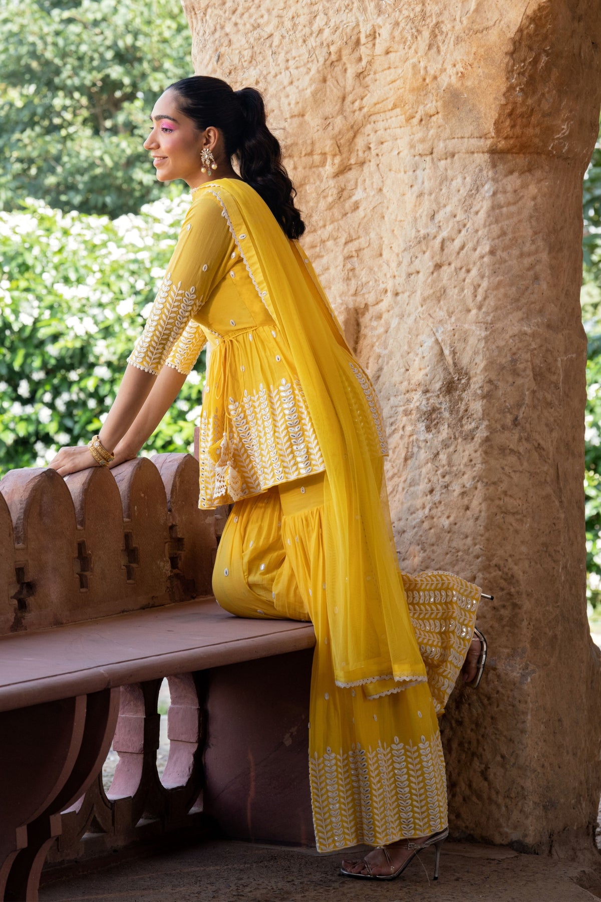 Yellow Leaf Sharara Set