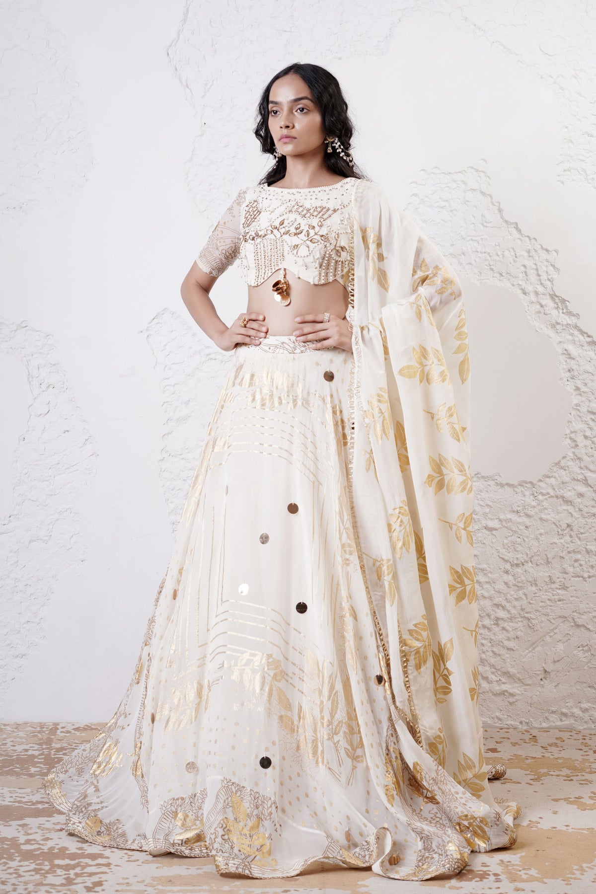 Ivory Embroidered Lehenga Set