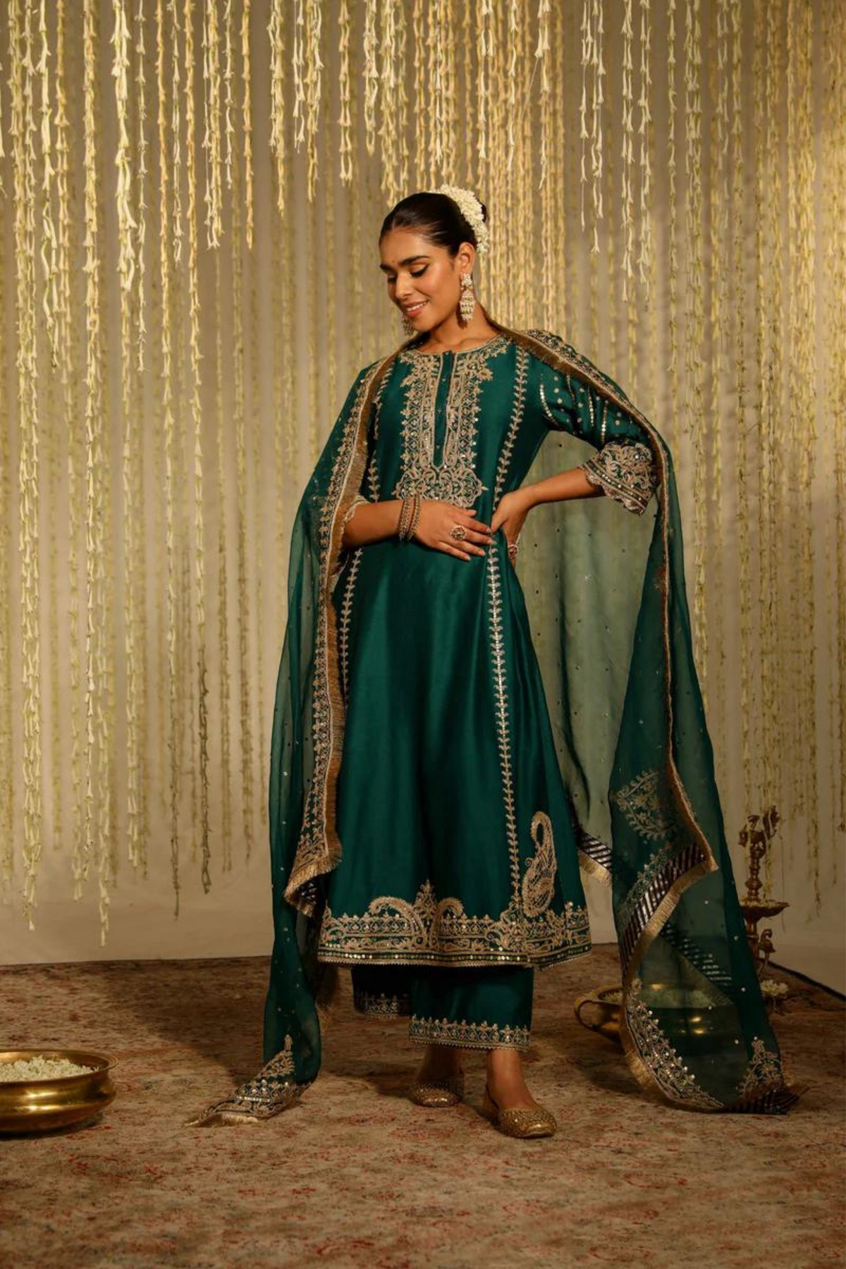 Sabirah Green Palazzo Set