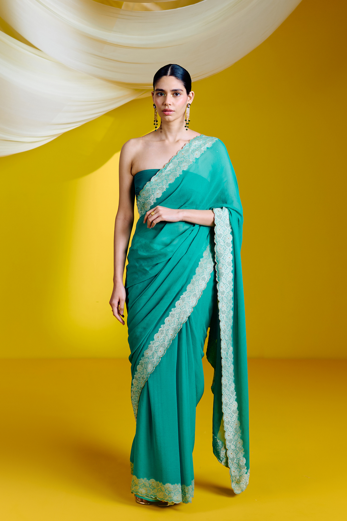 Handwoven Green Georgette Saree