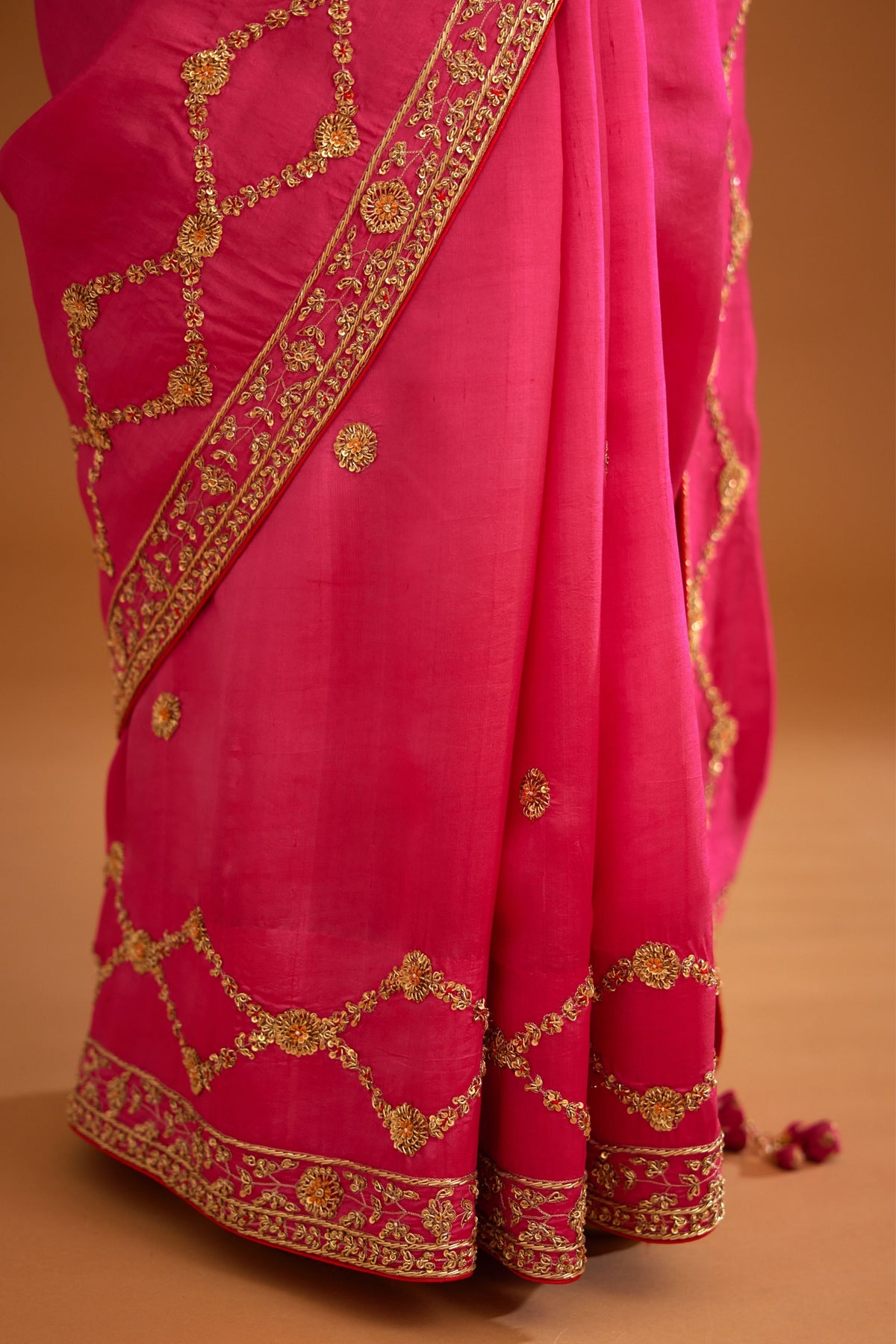 Fuschia pink Saree set