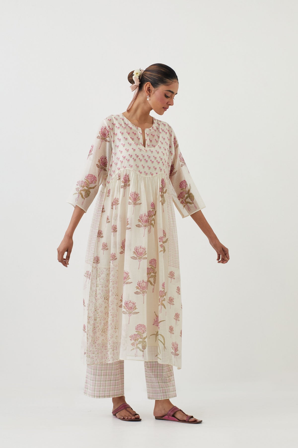 Pink Chanderi Kurta Set