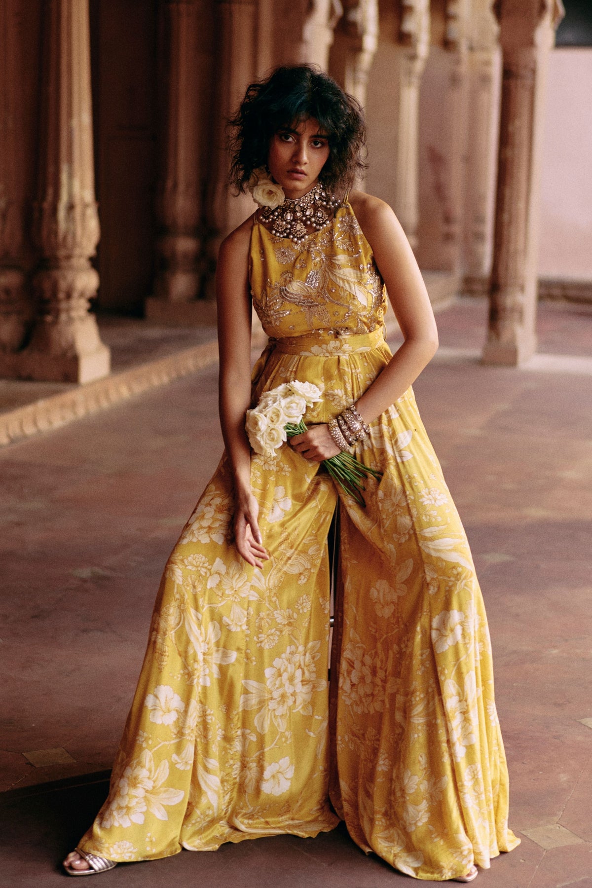 Tuscany Yellow Jumpsuit With Belt