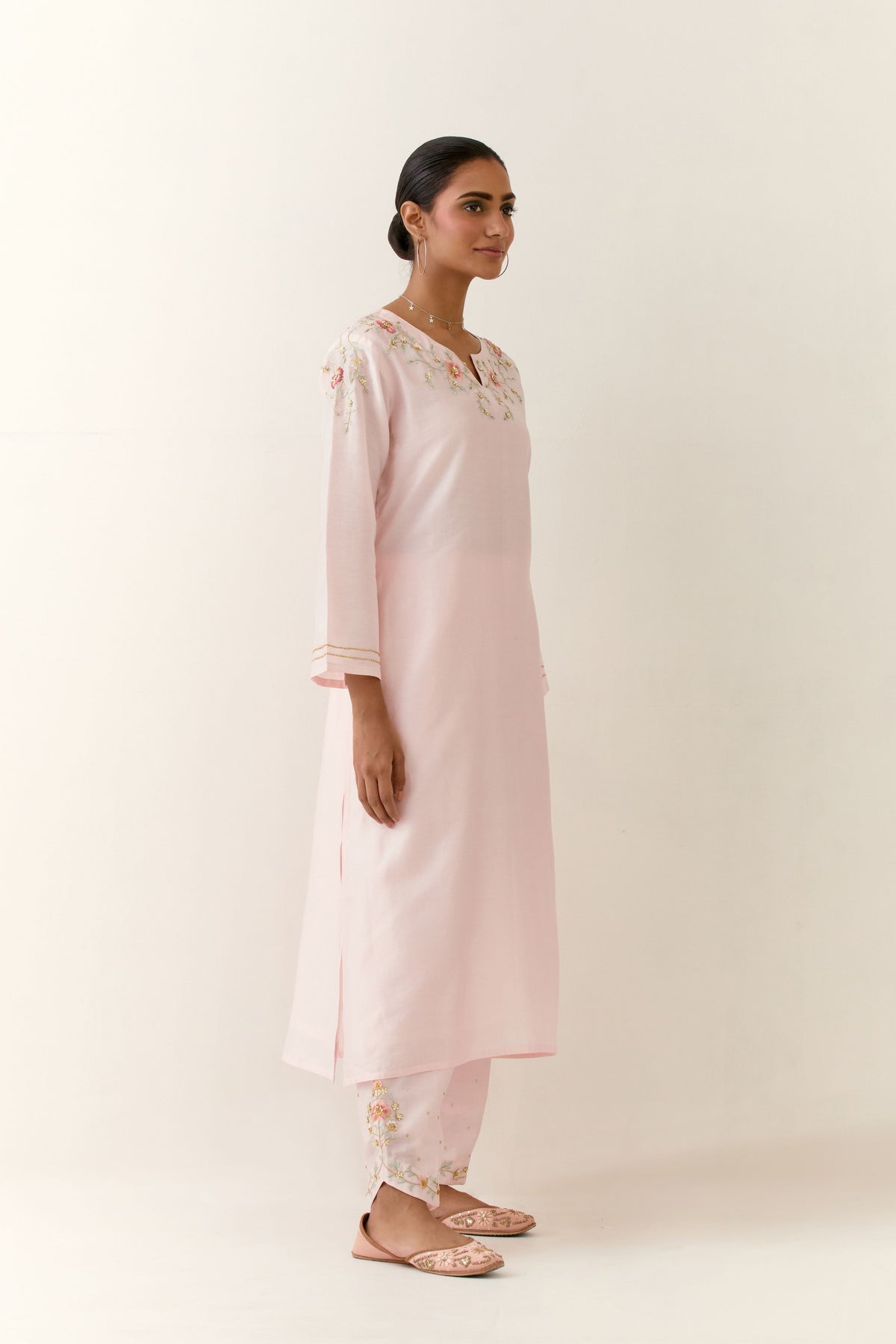 Light Pink Embroidered Kurta