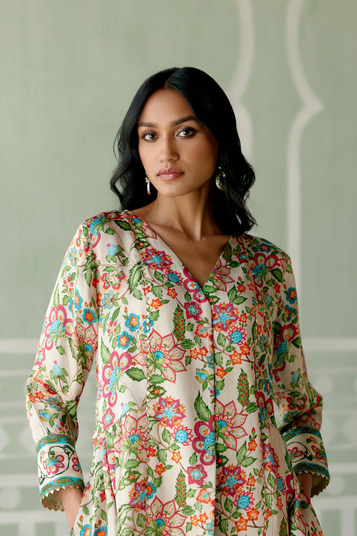 Ecru Floral Kurta Set