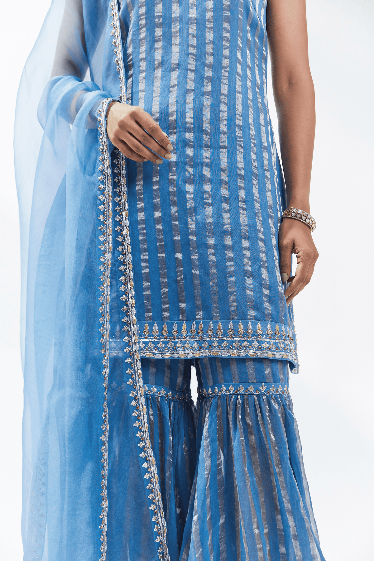 Cerulean Blue Sharara Set