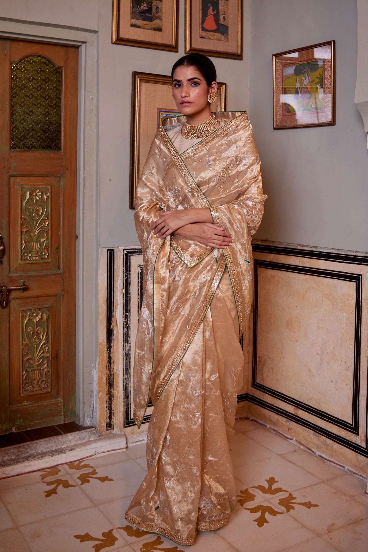 Kaaga Koyal Golden Saree