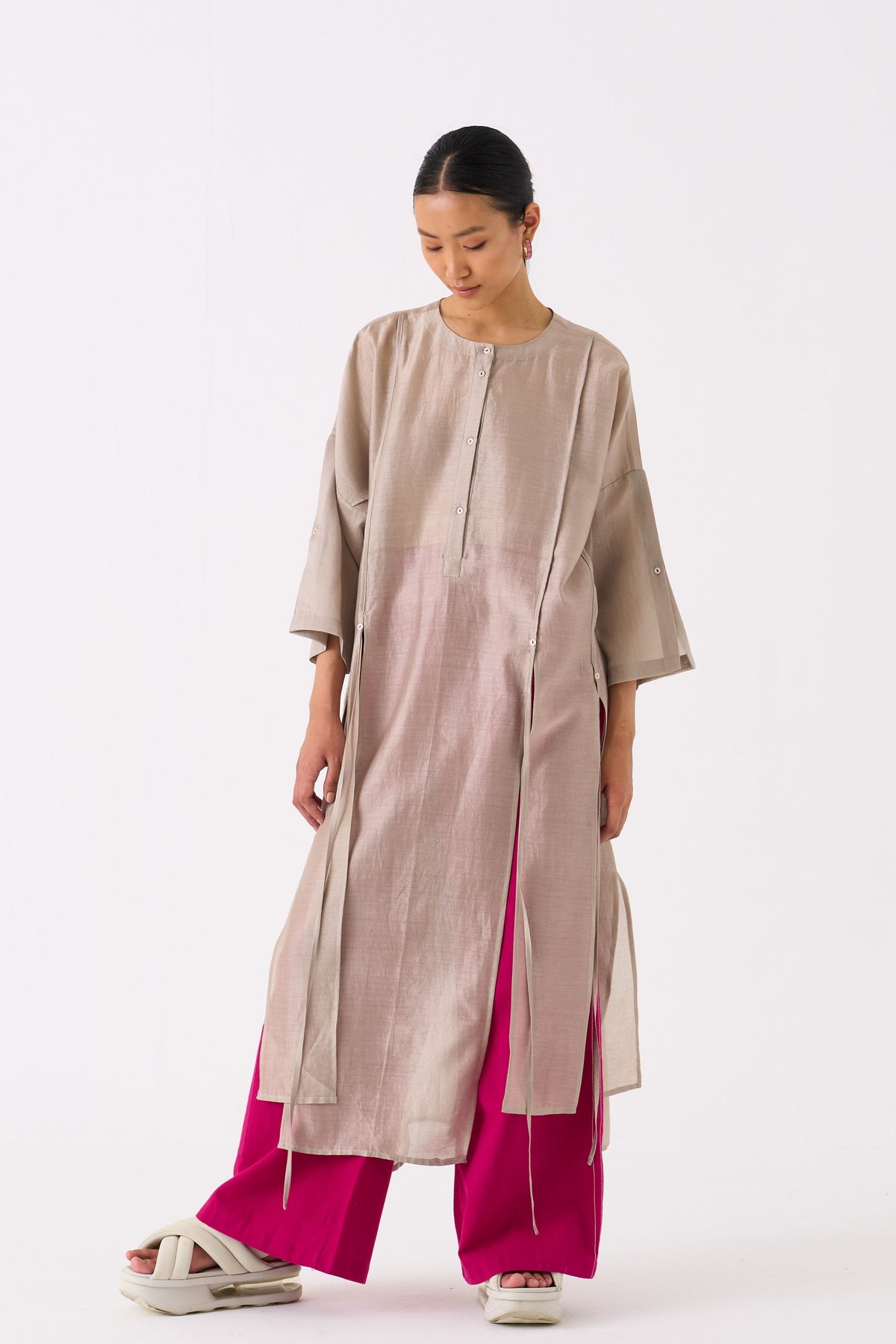 Chanderi Panelled Tunic Co-ord