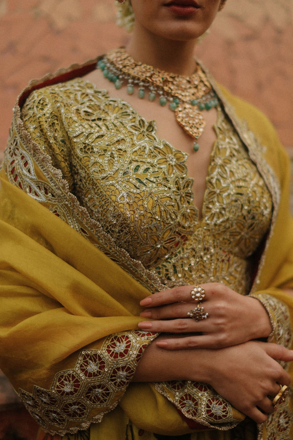 Mustard Cutwork Kalam Anarkali Set