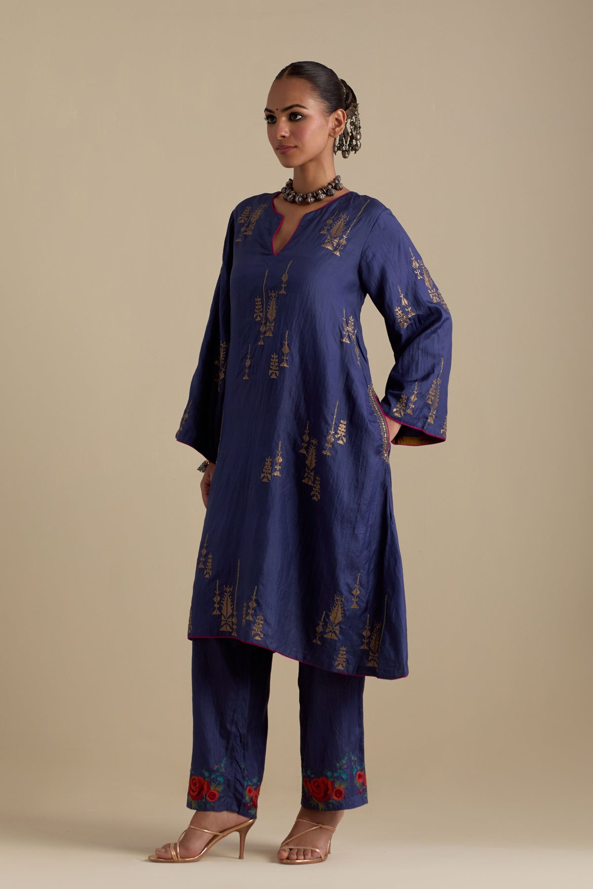 Blue Silk Short Kurta Set